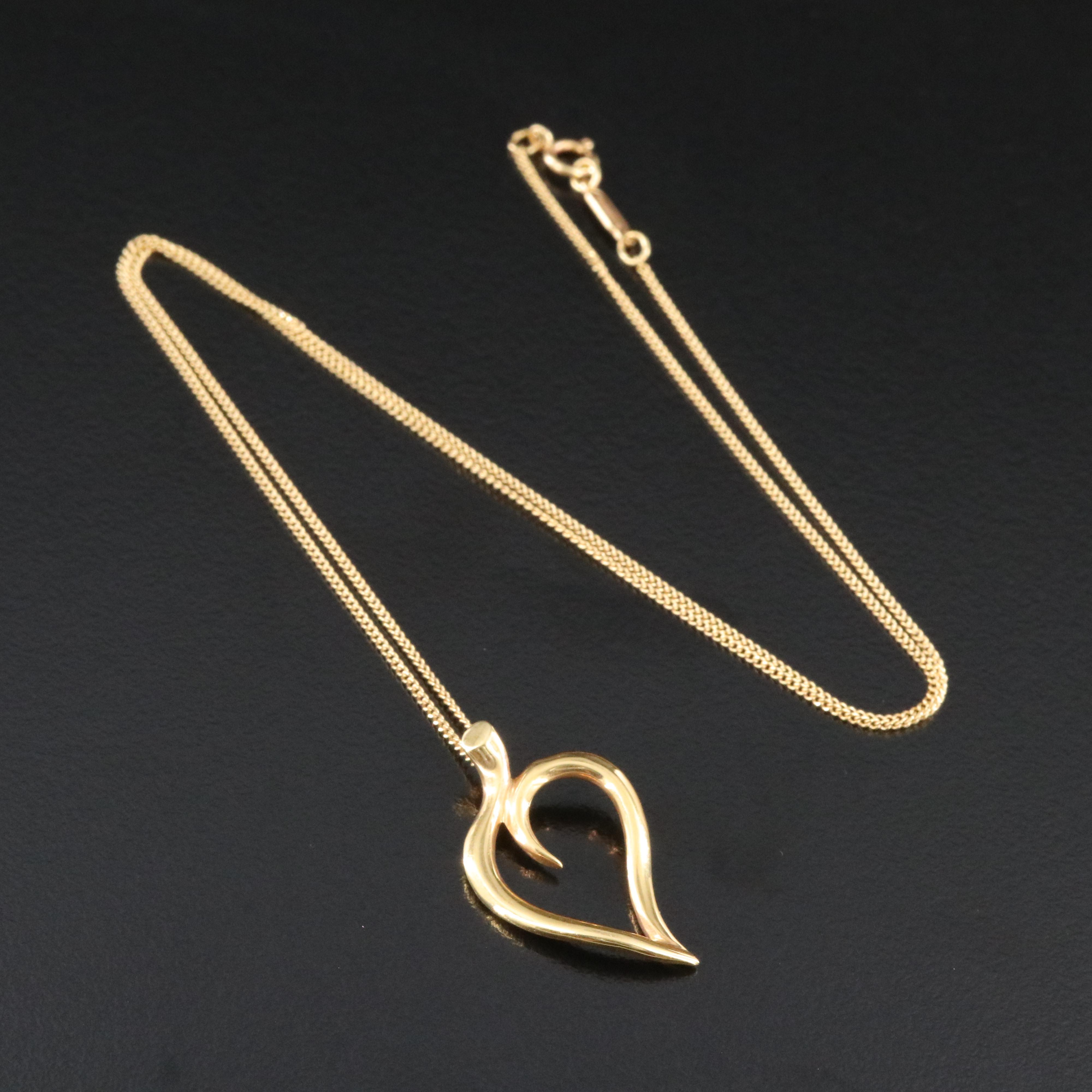 Tiffany & Co. 18K Leaf Heart Necklace