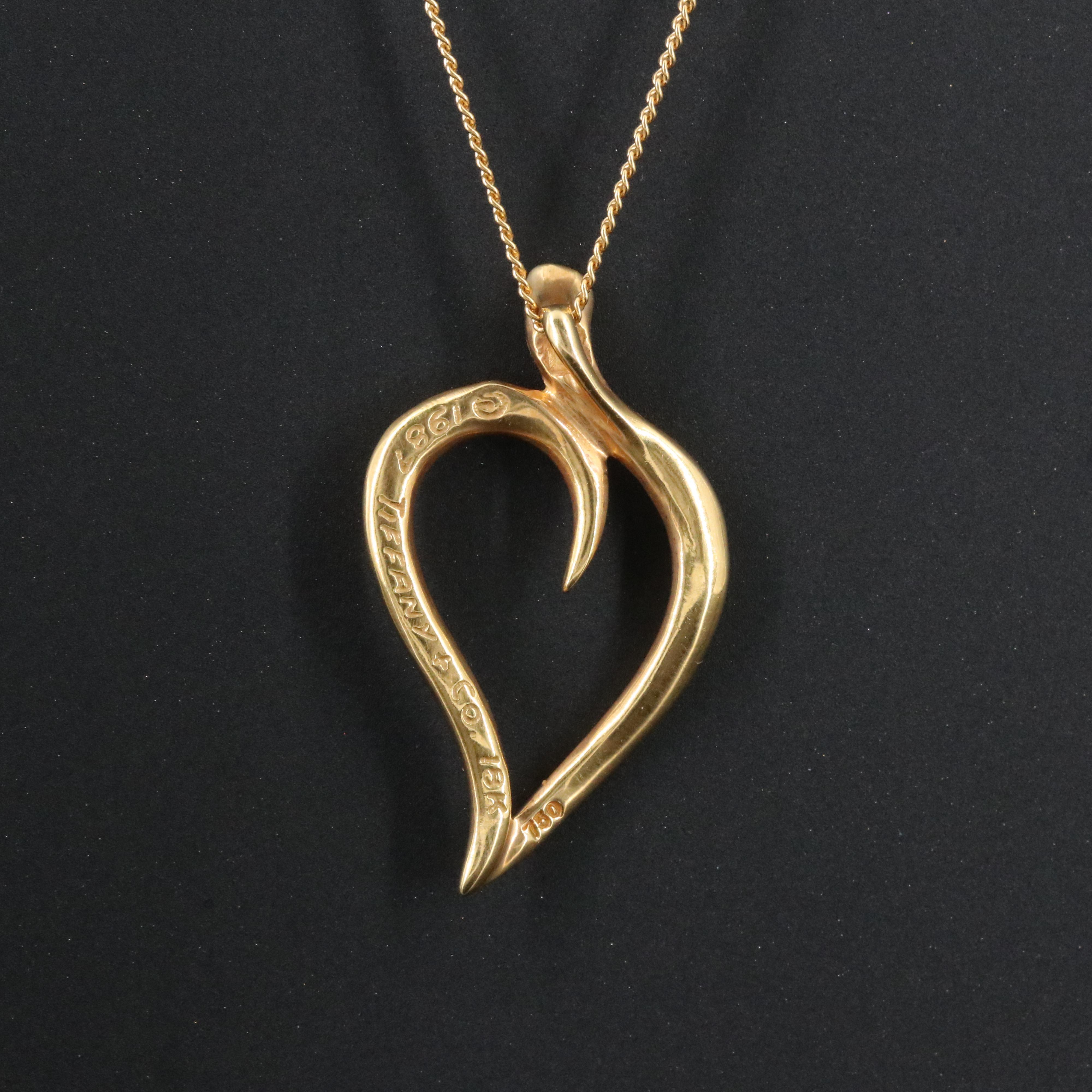 Tiffany & Co. 18K Leaf Heart Necklace