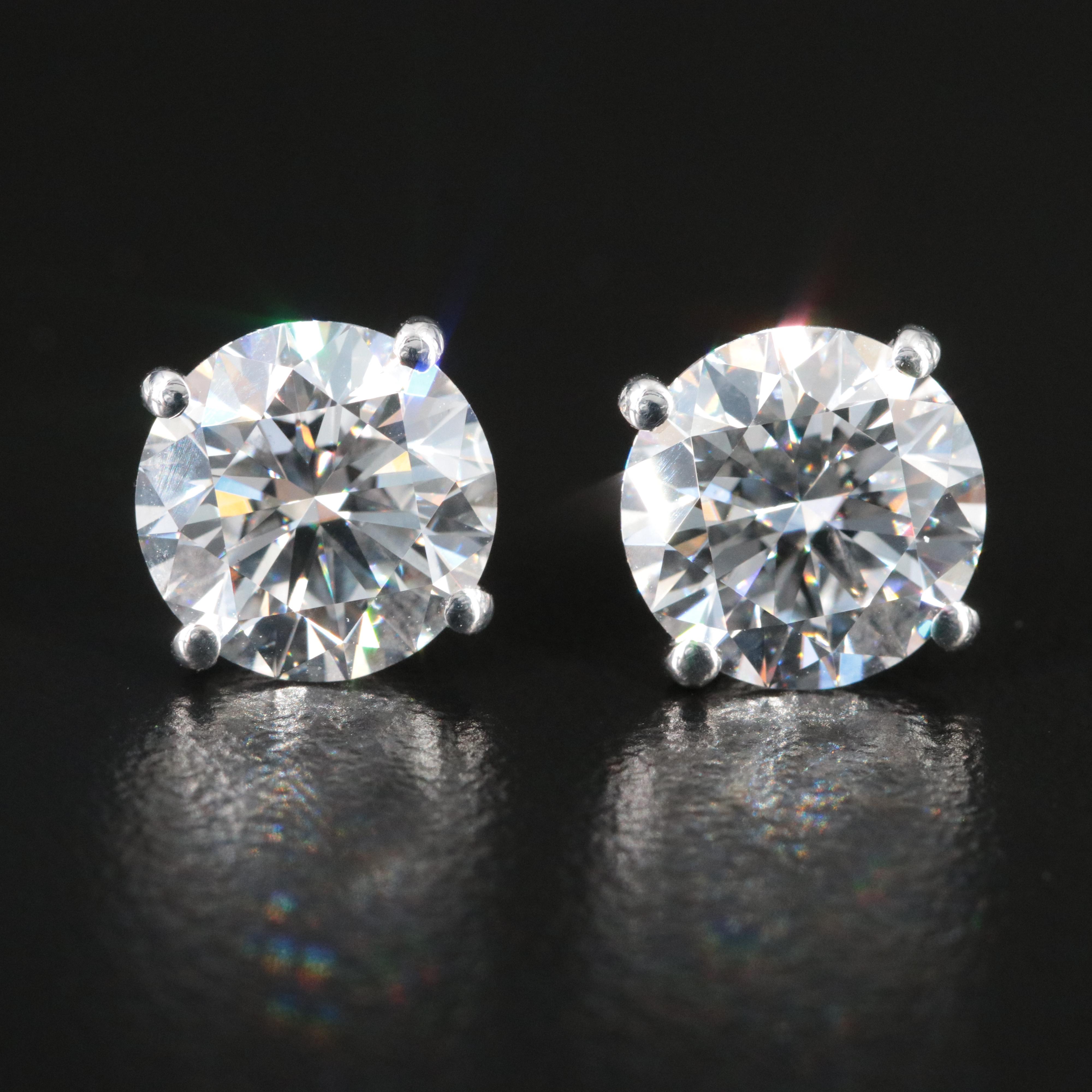 14K 3.00 CTW Lab Grown Diamond Martini Solitaire Earrings with IGI Reports