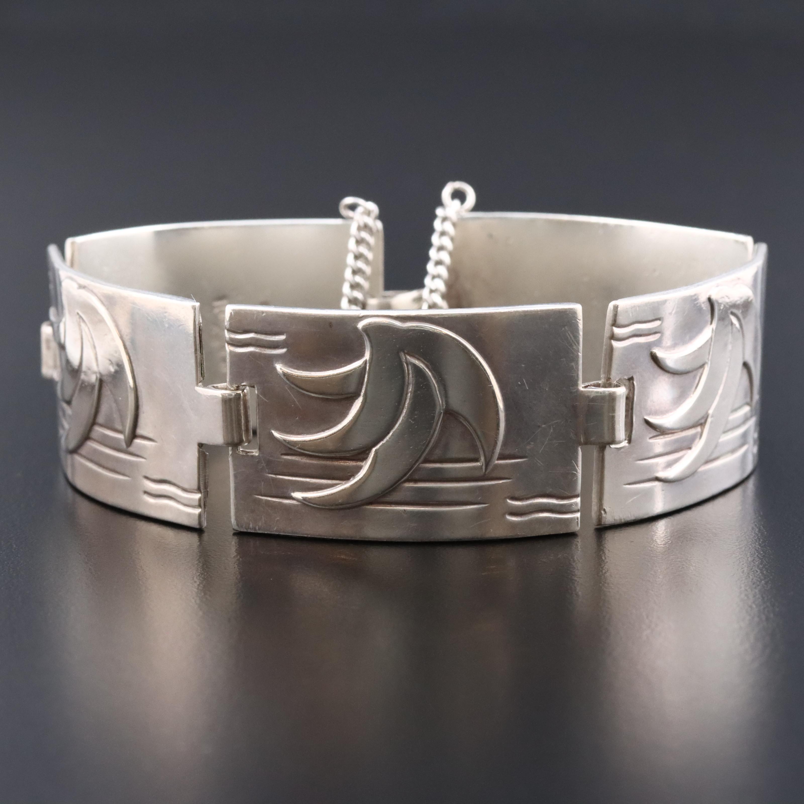 Vintage Carl Ruopoli Sterling Panel Bracelet