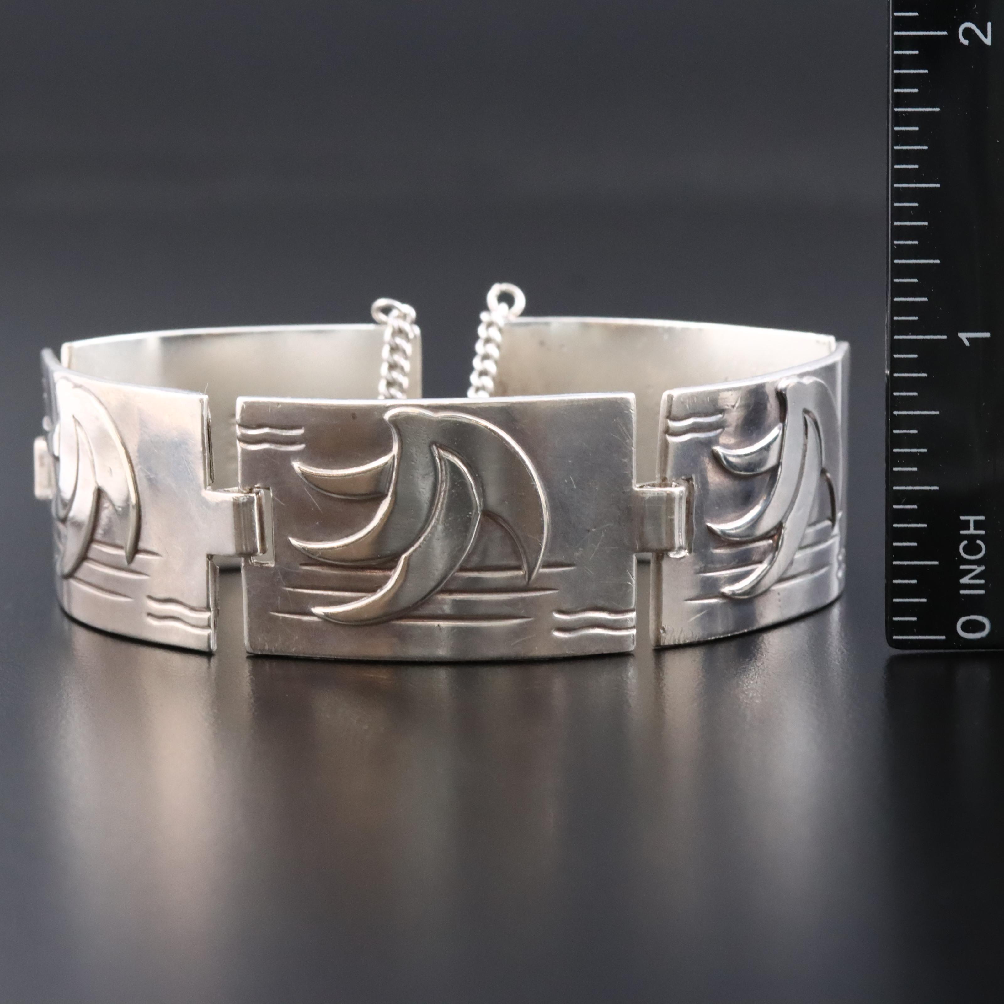 Vintage Carl Ruopoli Sterling Panel Bracelet