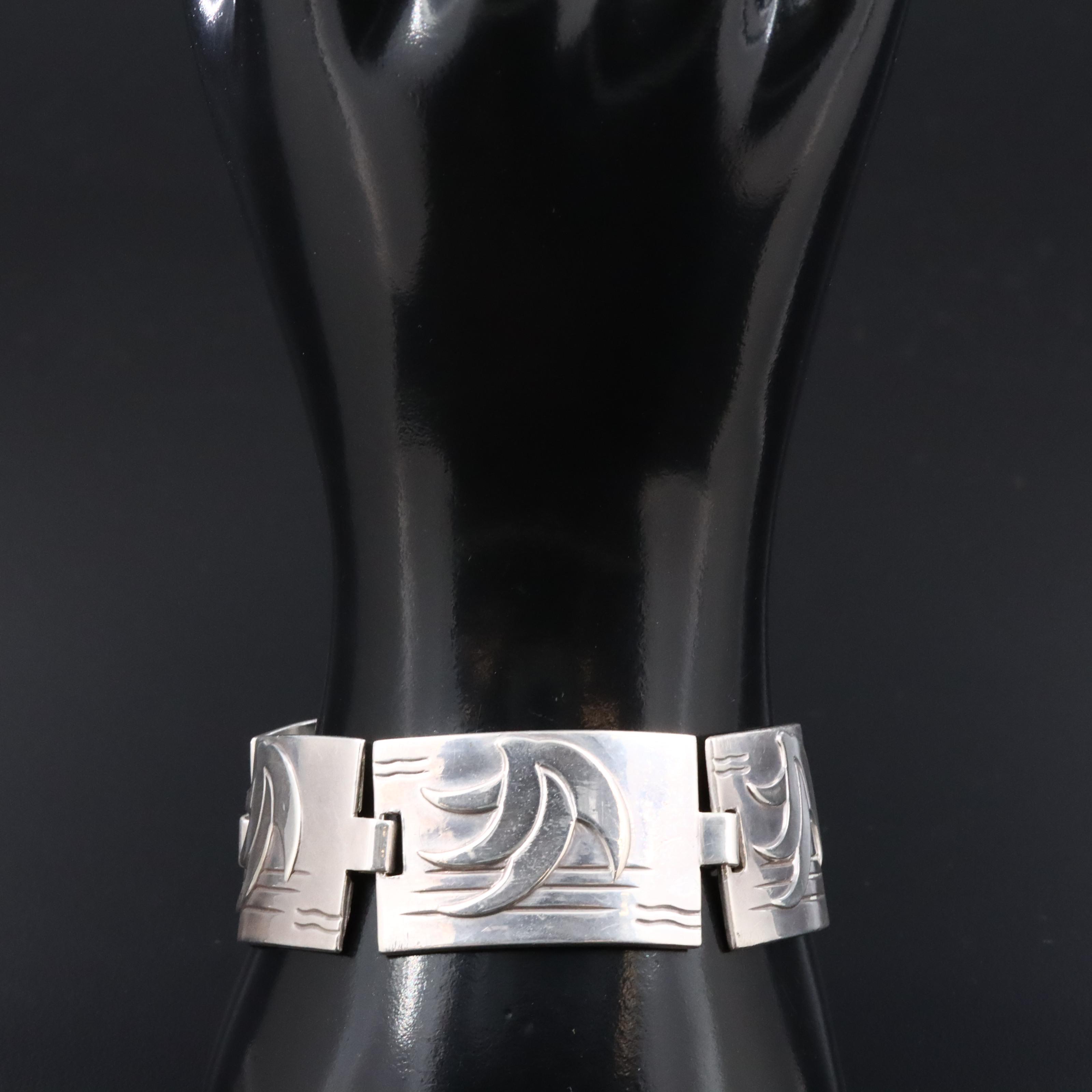 Vintage Carl Ruopoli Sterling Panel Bracelet