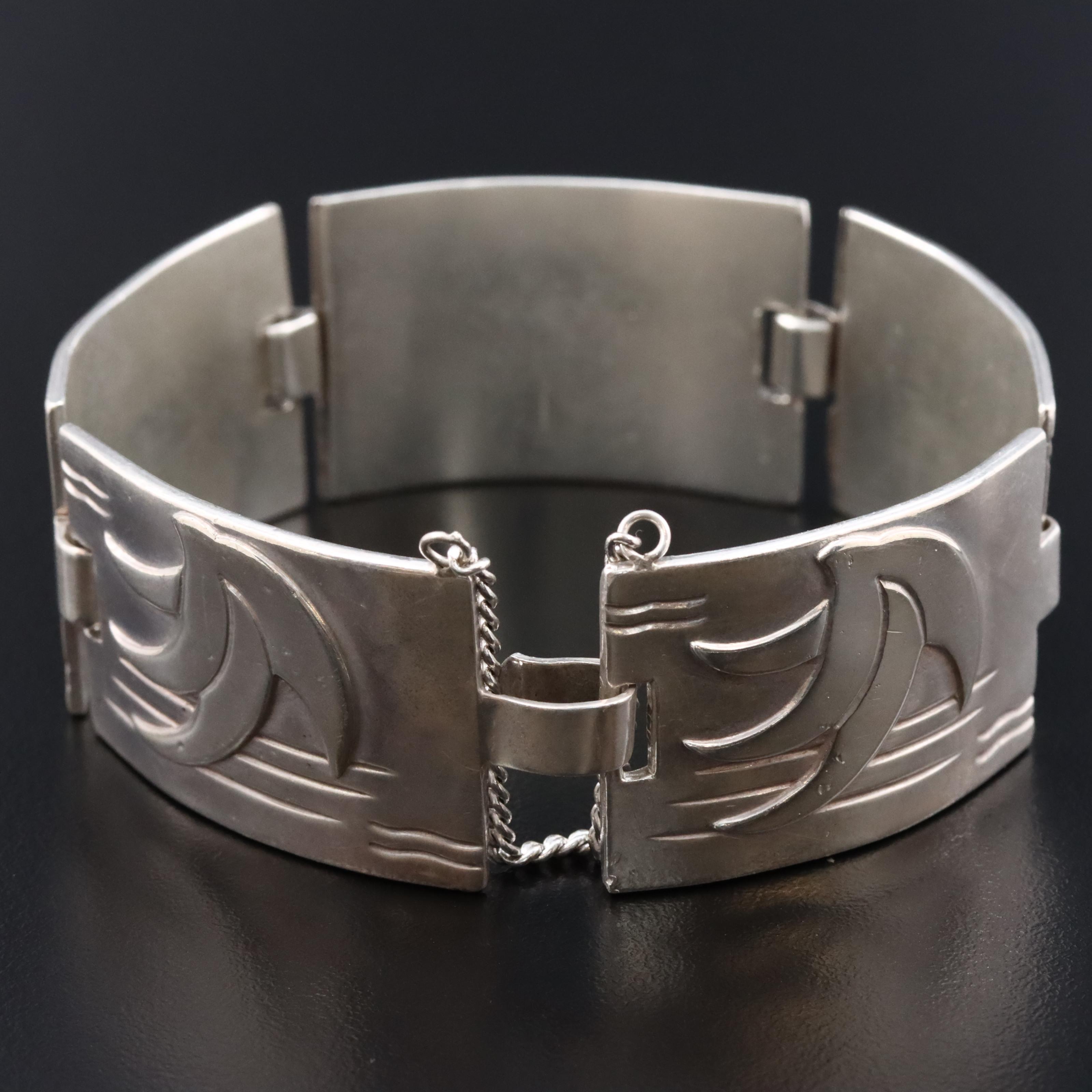 Vintage Carl Ruopoli Sterling Panel Bracelet