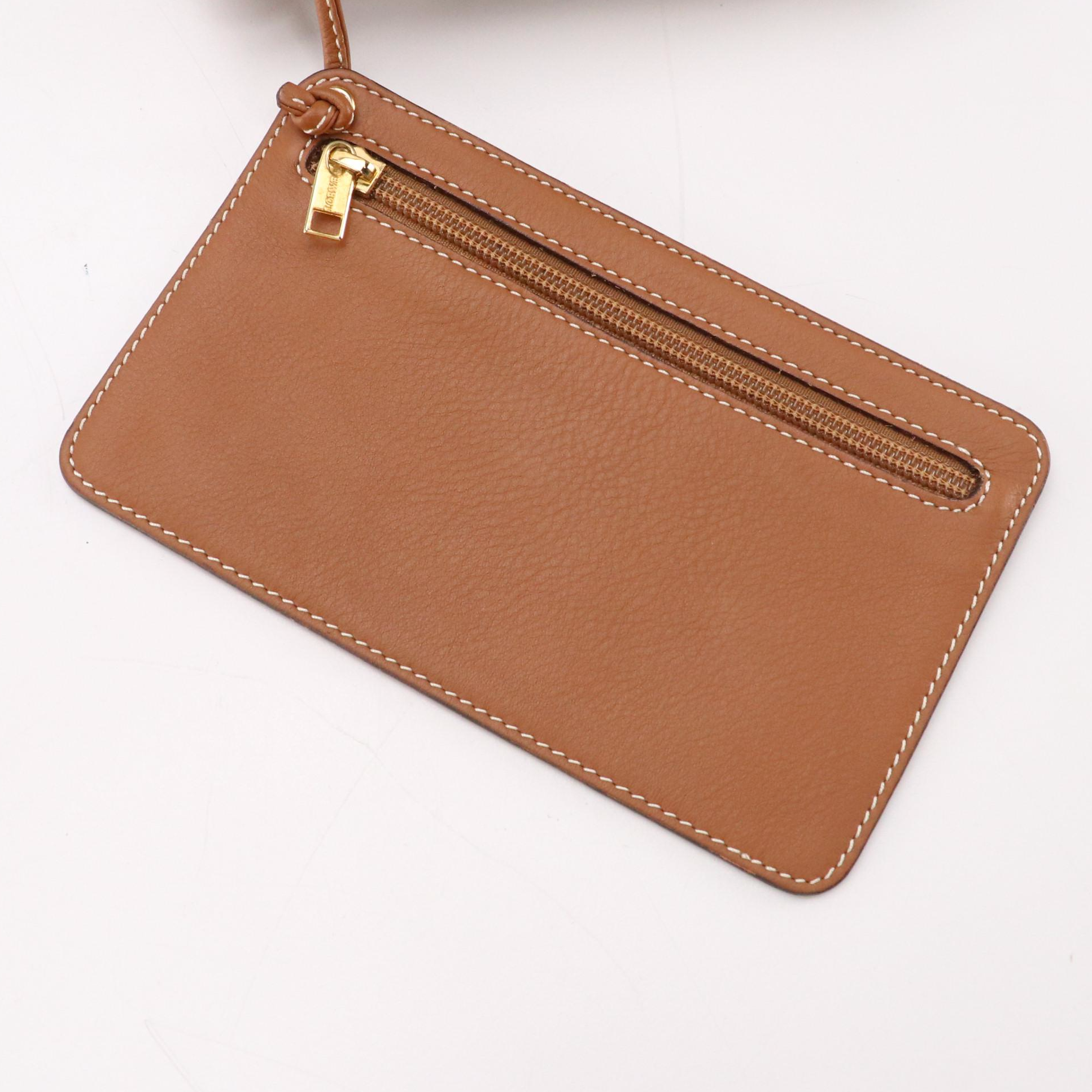 Loewe Brown Leather Small Backpack Purse with Zip Pouch