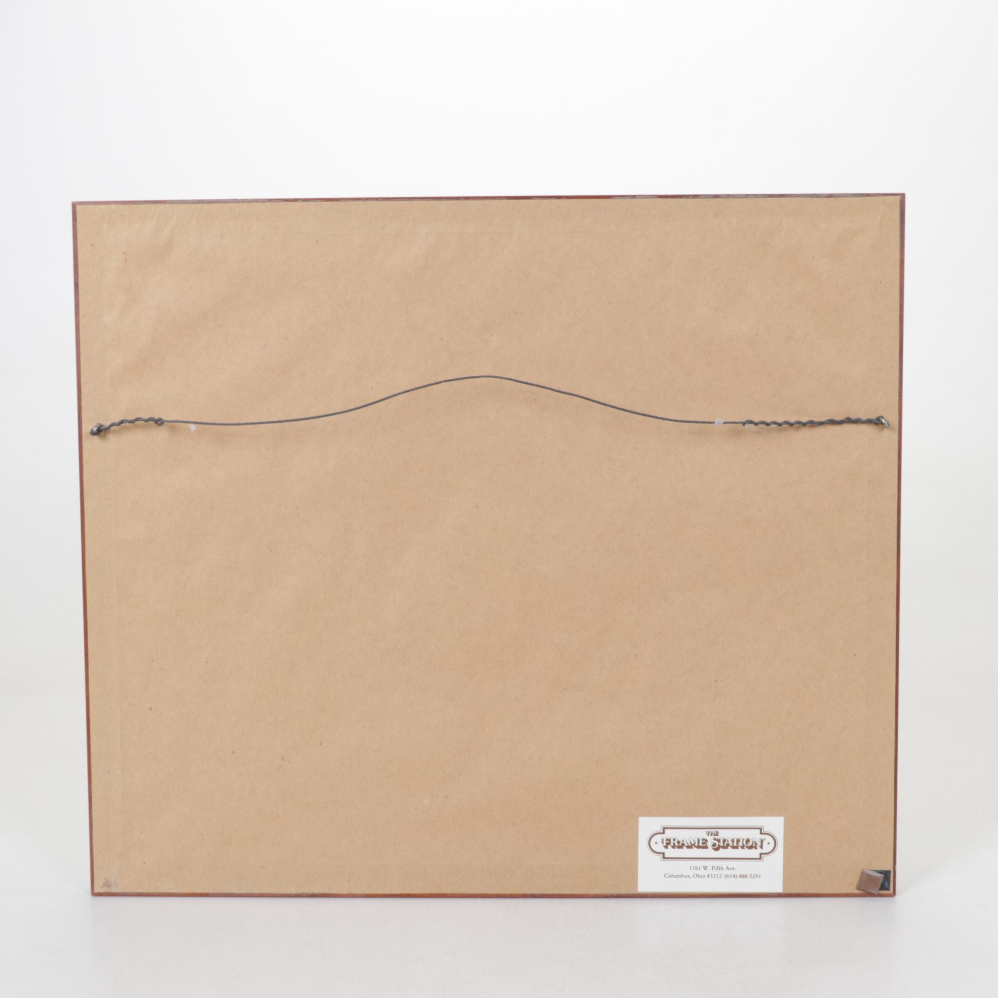 Offset Lithograph of Folk Art Landscape After Linda Nelson Stocks