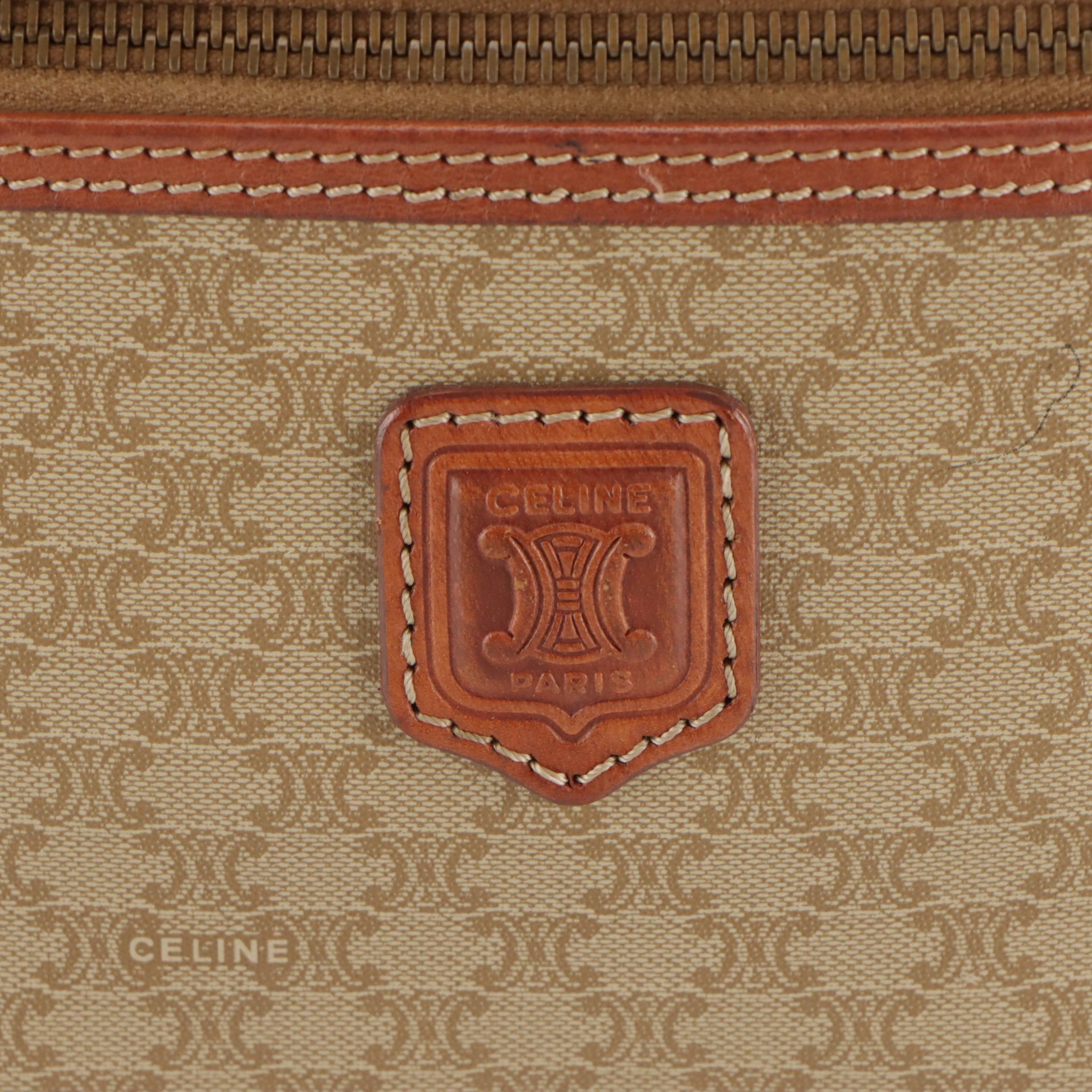 Celine Vanity Top Handle Bag in Macadam Canvas and Leather Trim