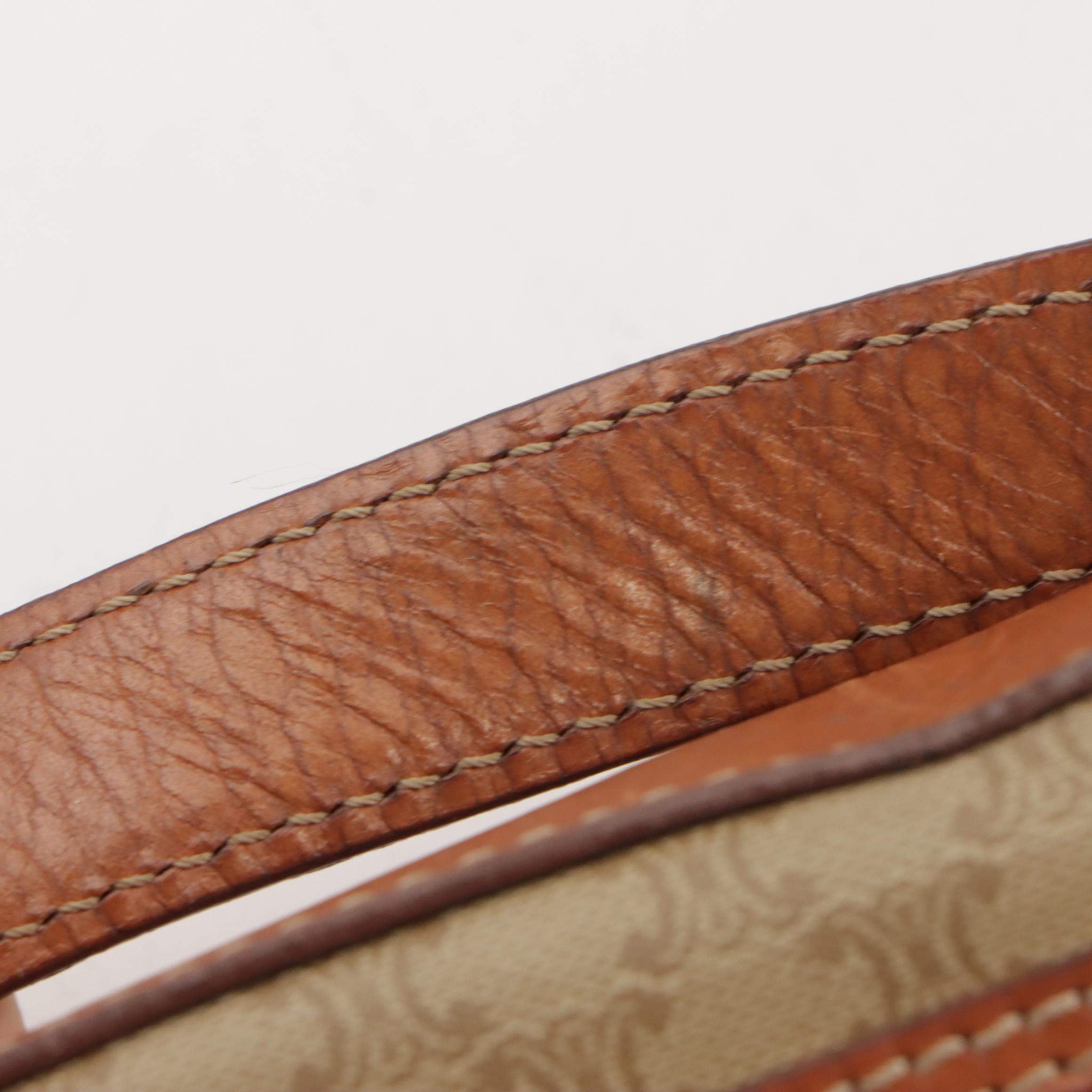 Celine Vanity Top Handle Bag in Macadam Canvas and Leather Trim