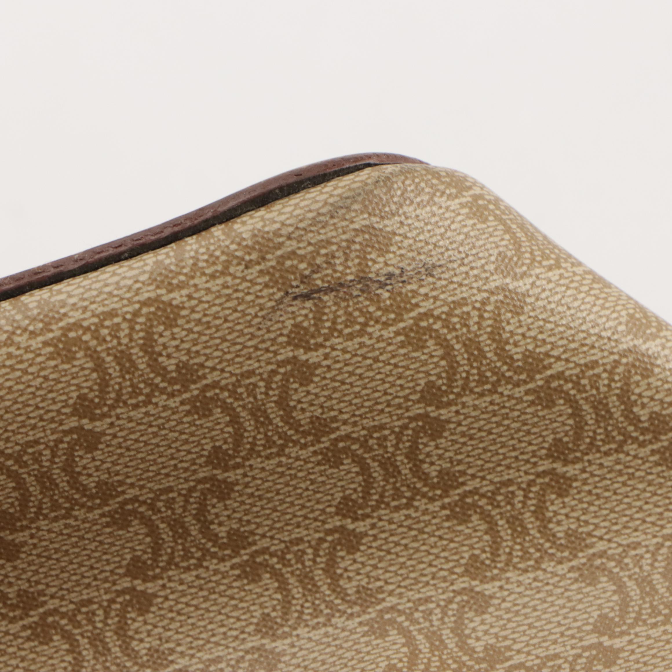 Celine Vanity Top Handle Bag in Macadam Canvas and Leather Trim