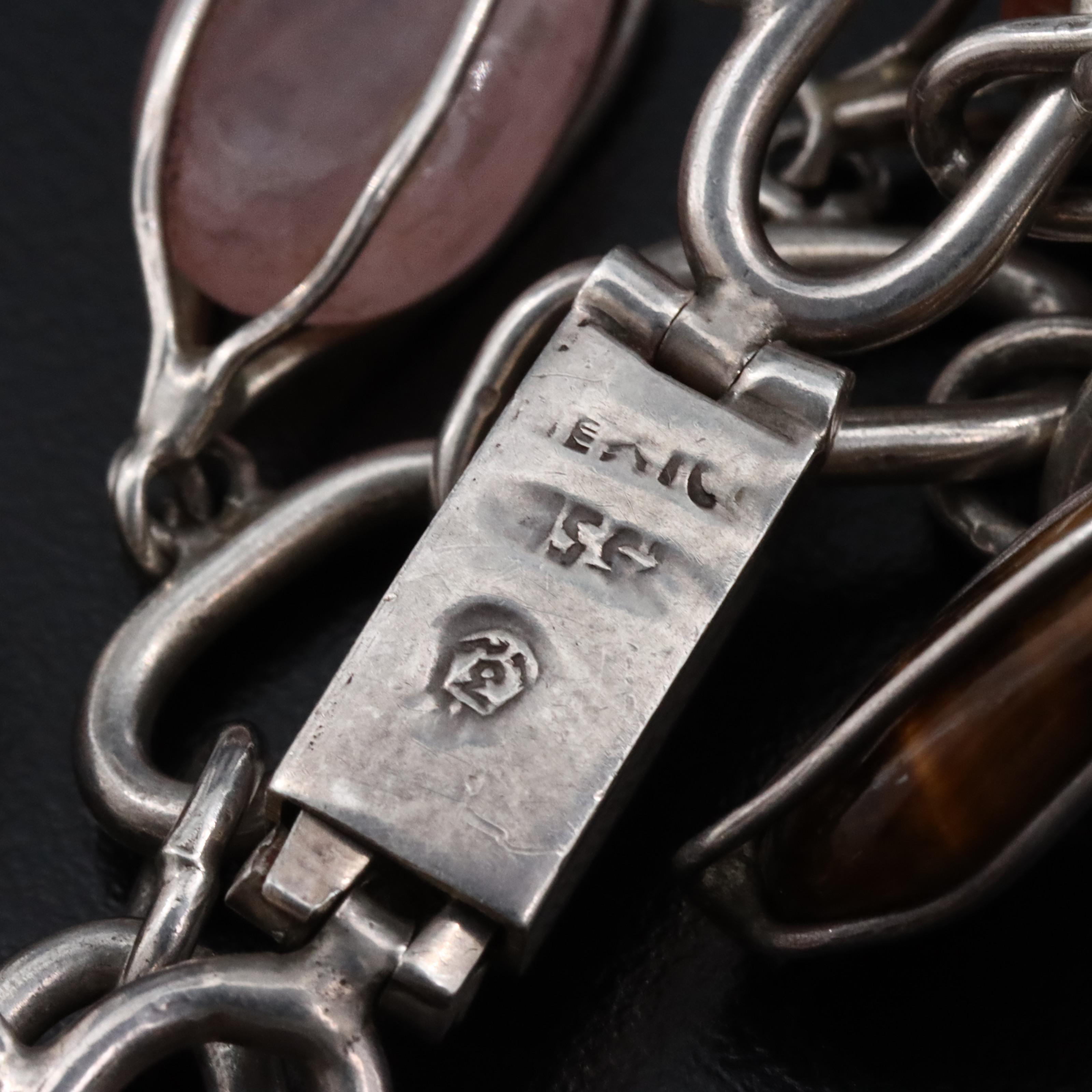 Sterling Gemstone Bracelet Featuring Tiger's Eye, Rose Quartz, Sodalite