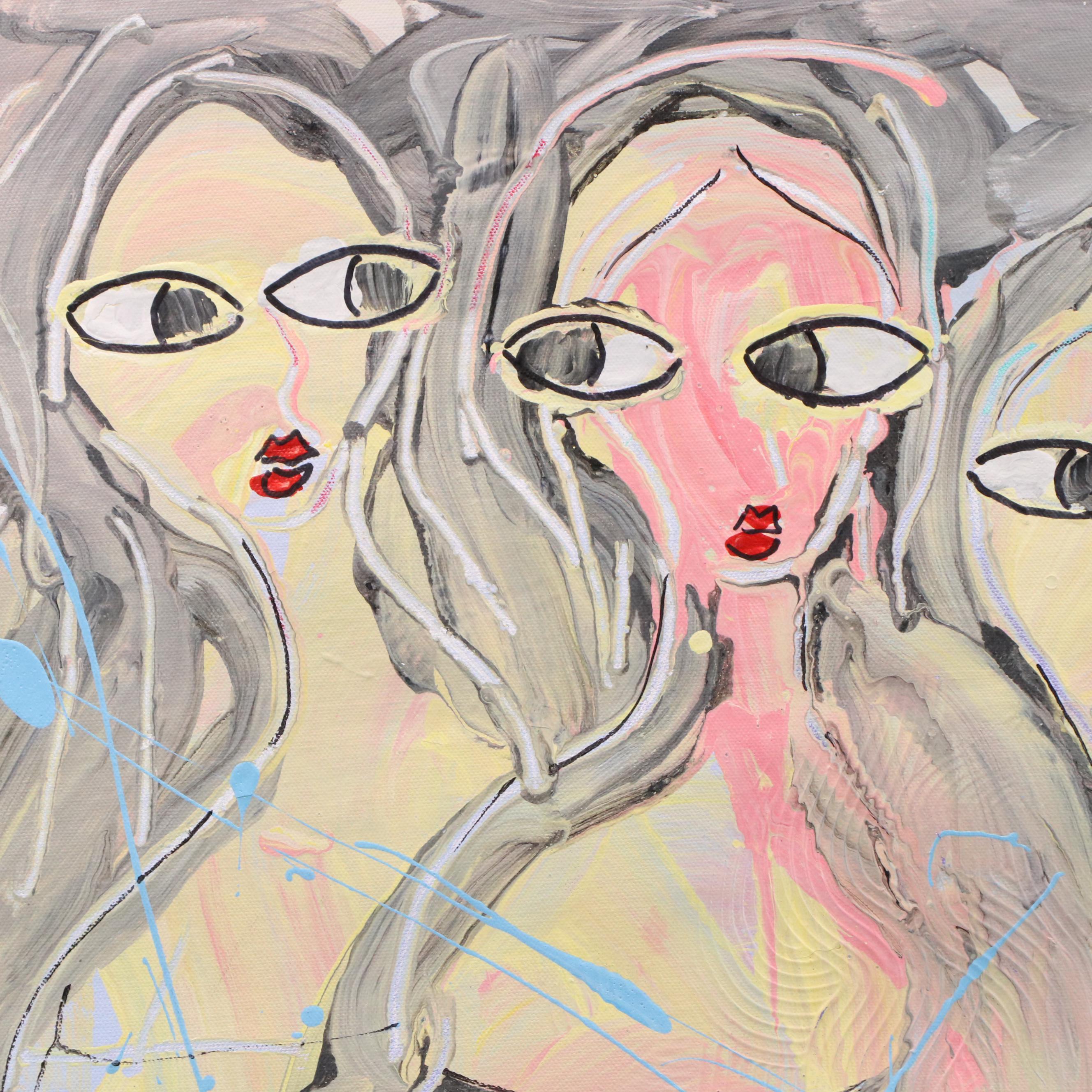 Abiola Idowu Figural Stylized Acrylic Painting "We Are Family I," 2019