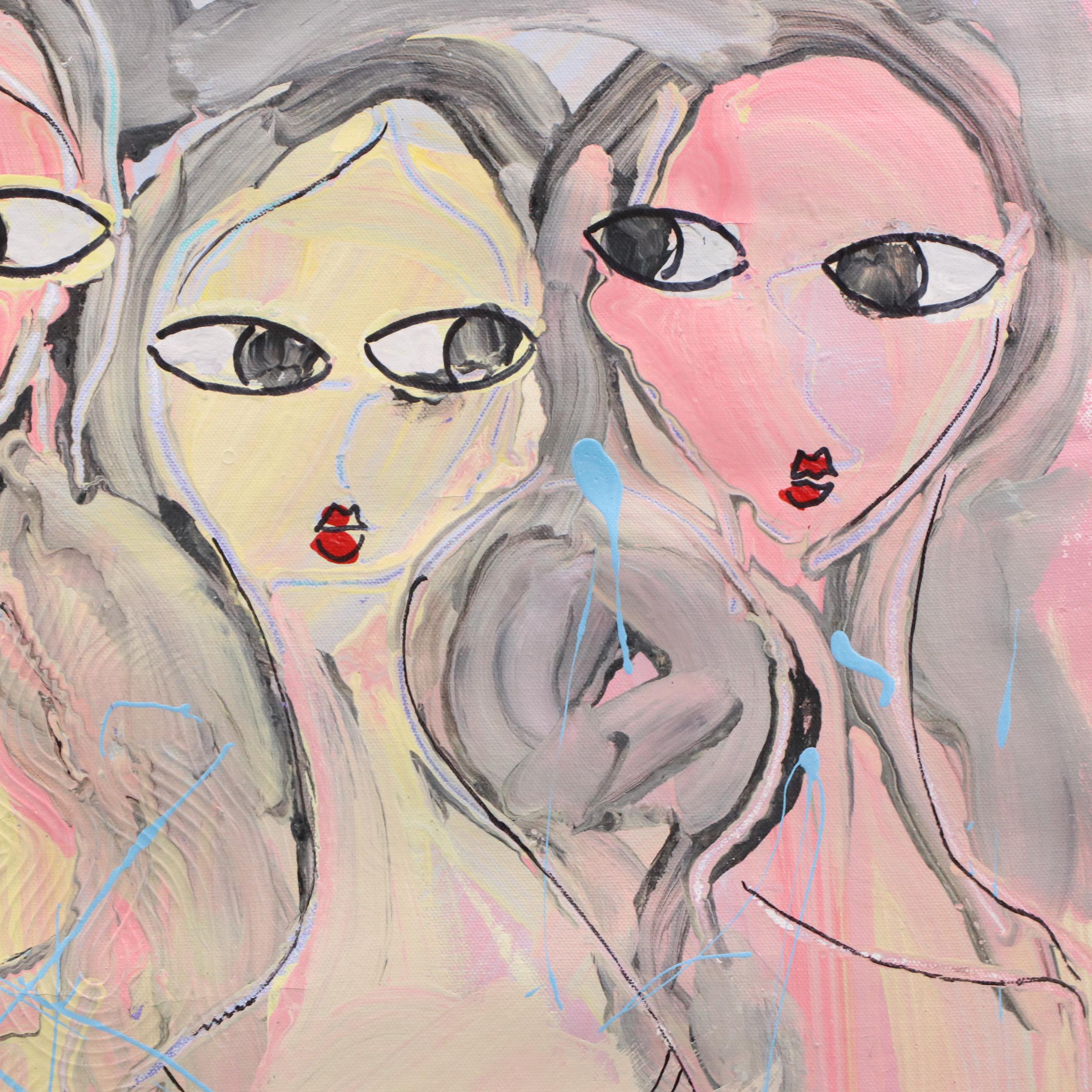 Abiola Idowu Figural Stylized Acrylic Painting "We Are Family I," 2019