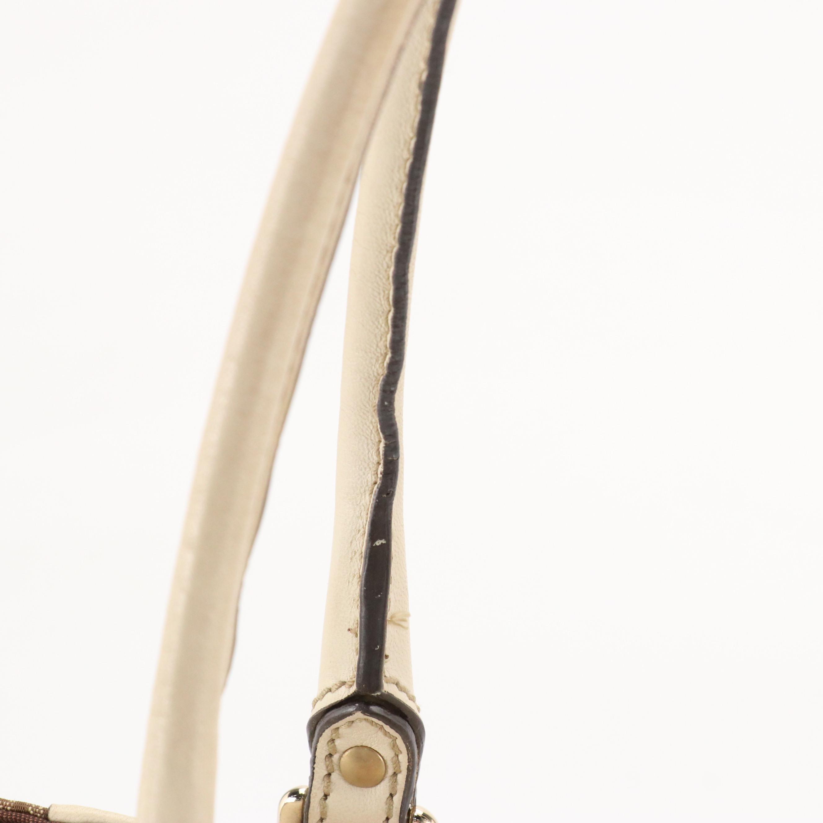 Gucci Trophy Tote in GG Canvas and White Calfskin Leather