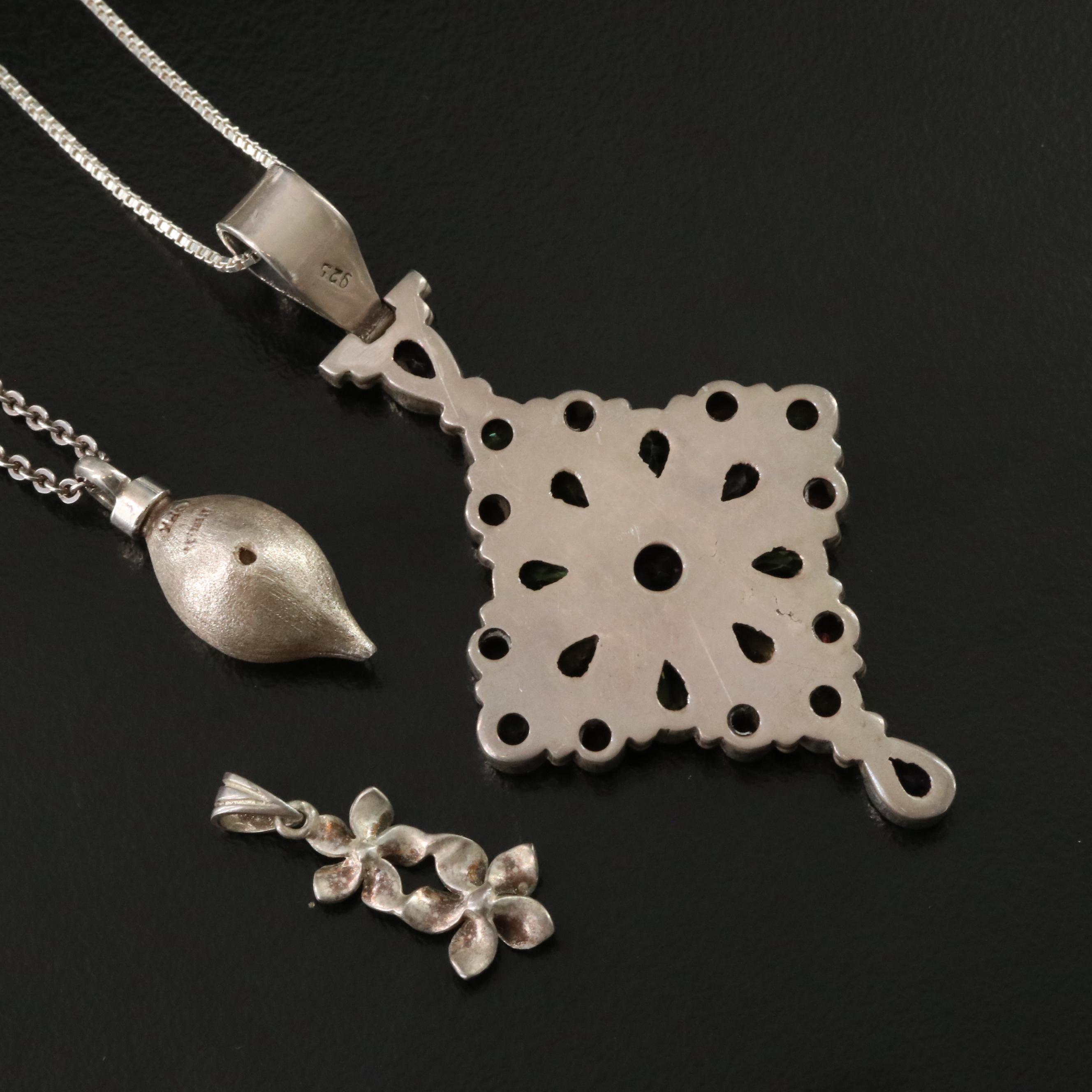 Sterling Gemstone Necklaces and Plumeria Pendant