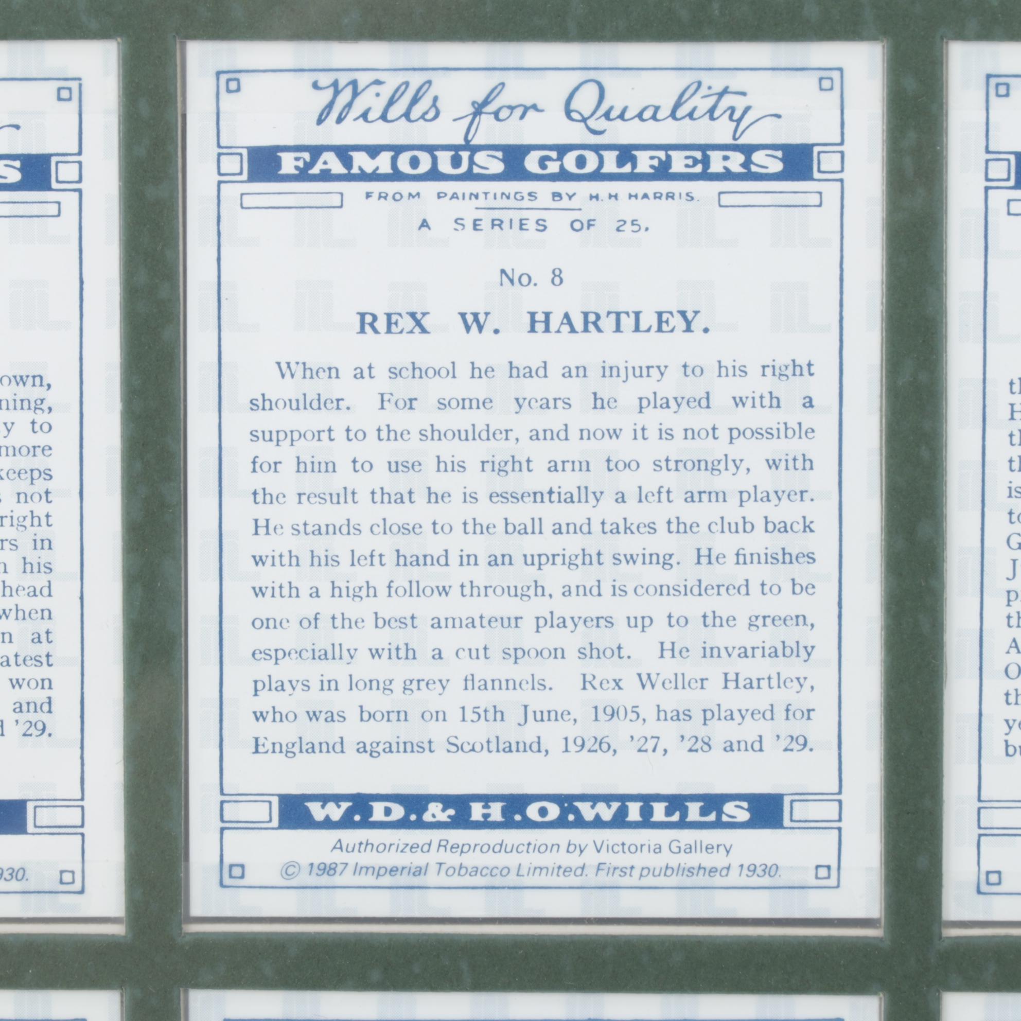 Reproductions of 1930 Tobacco Cards Featuring Color Renderings of Famous Golfers