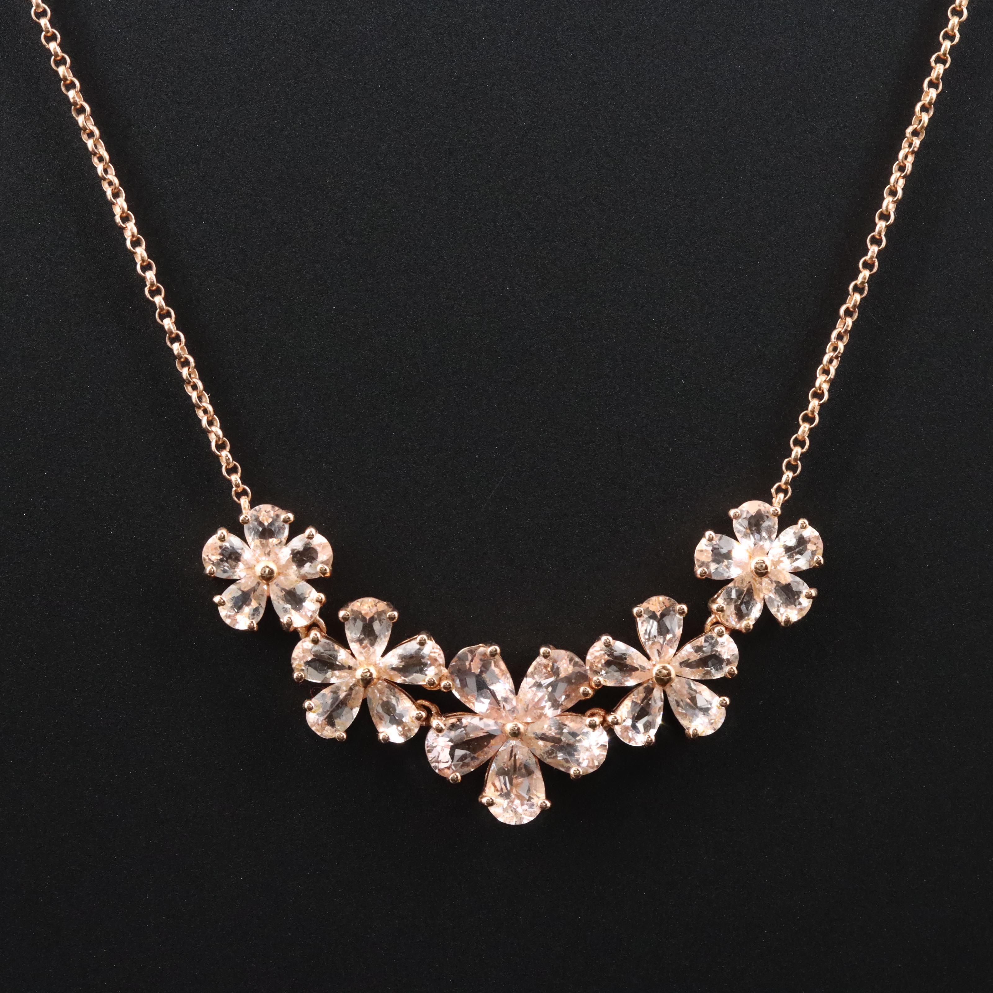 Sterling Morganite Flower Necklace