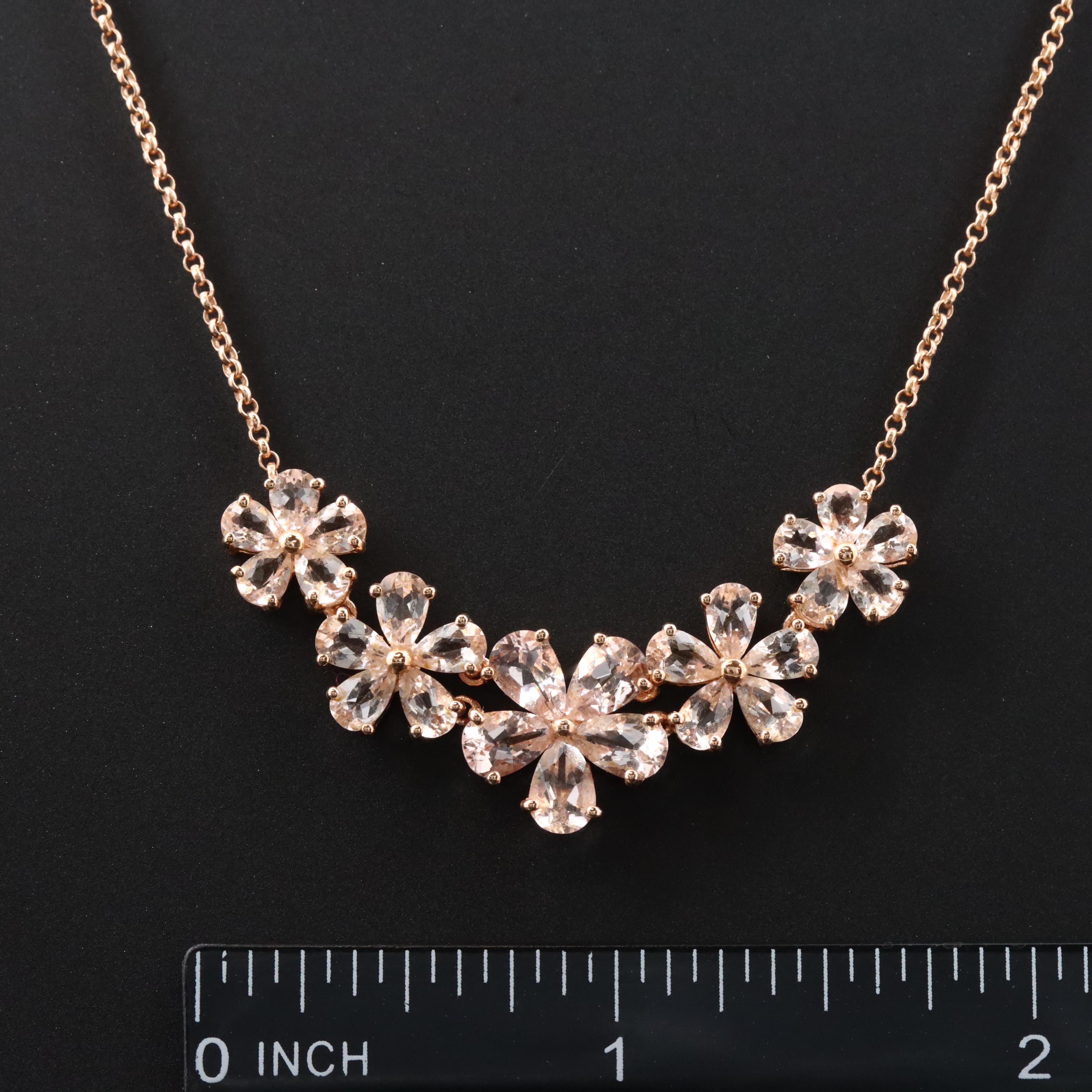Sterling Morganite Flower Necklace