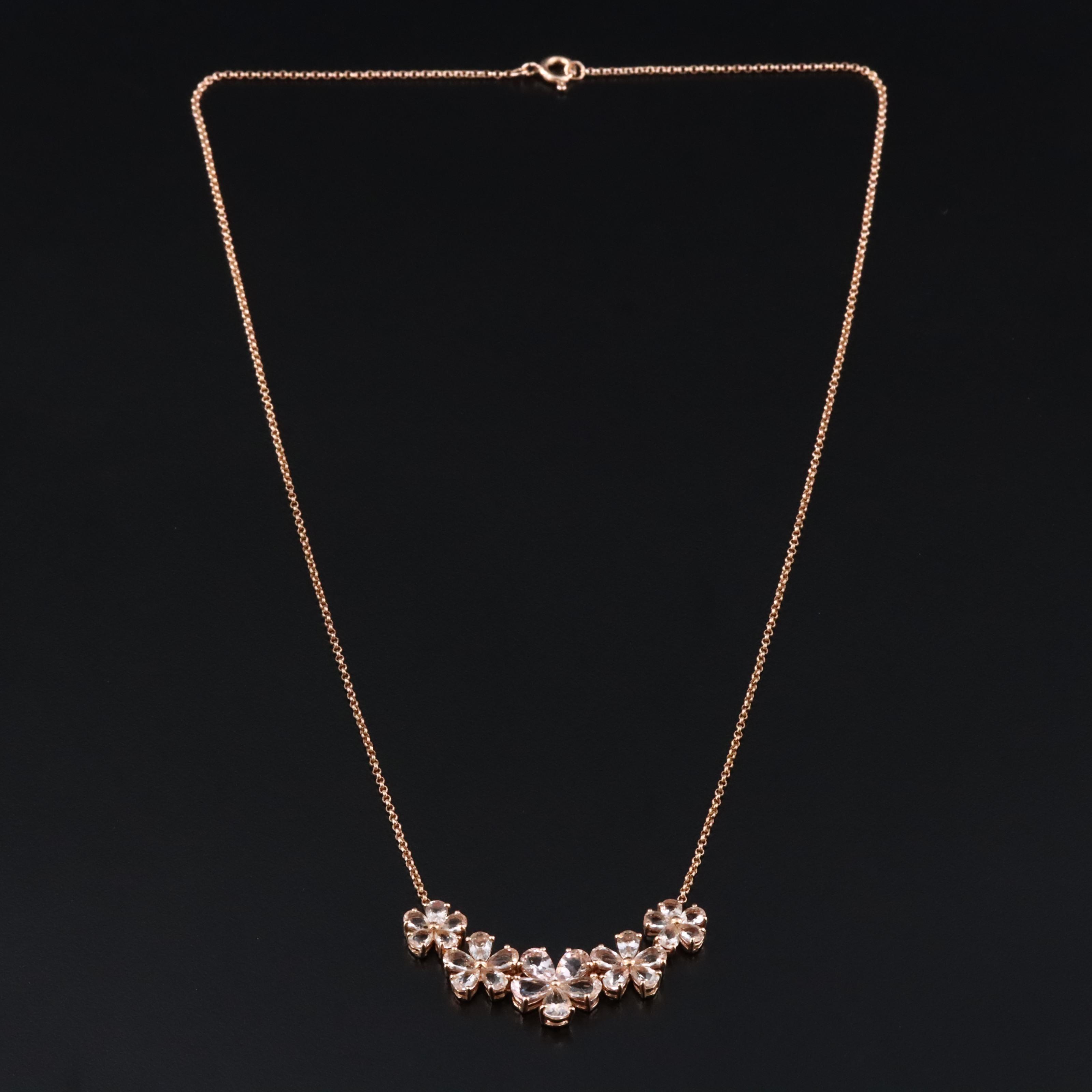 Sterling Morganite Flower Necklace