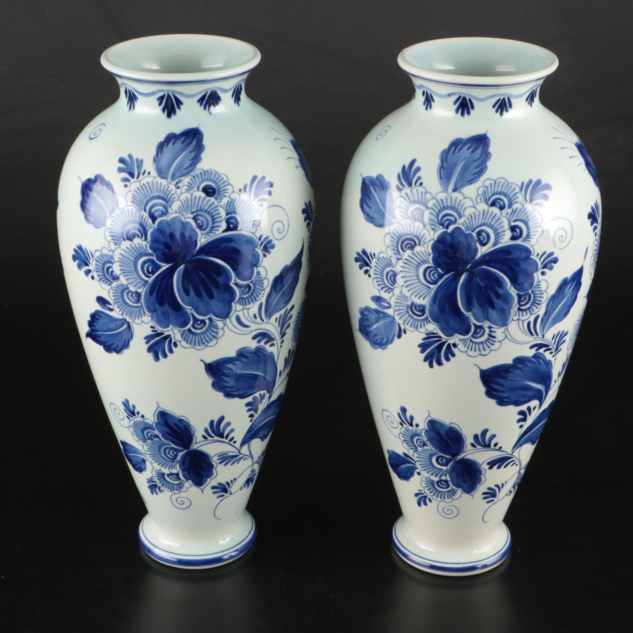 Heinrich & Co. Porcelain and Delft Vases with Flow Blue and Other Plates