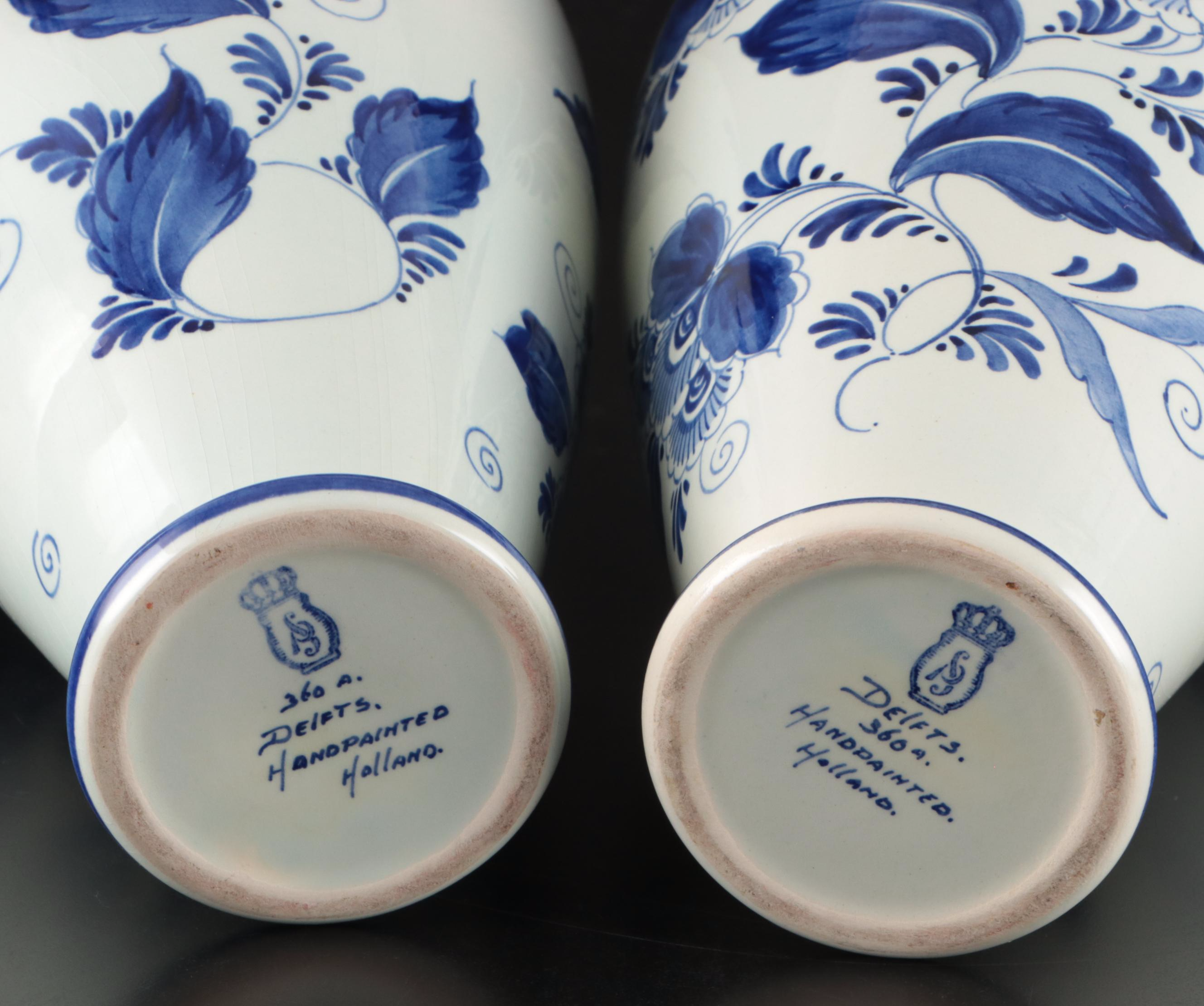 Heinrich & Co. Porcelain and Delft Vases with Flow Blue and Other Plates