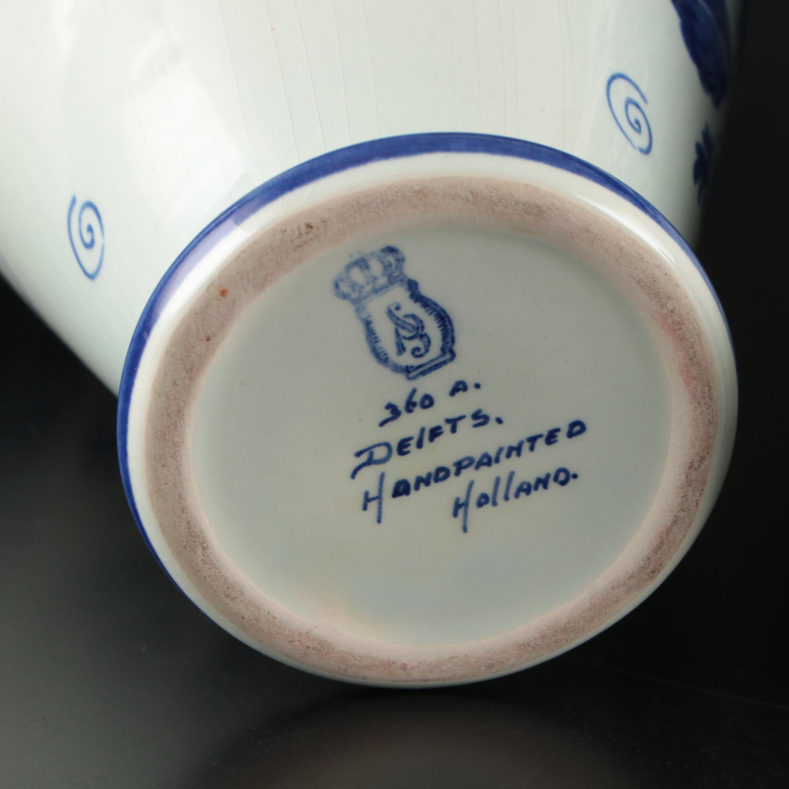 Heinrich & Co. Porcelain and Delft Vases with Flow Blue and Other Plates