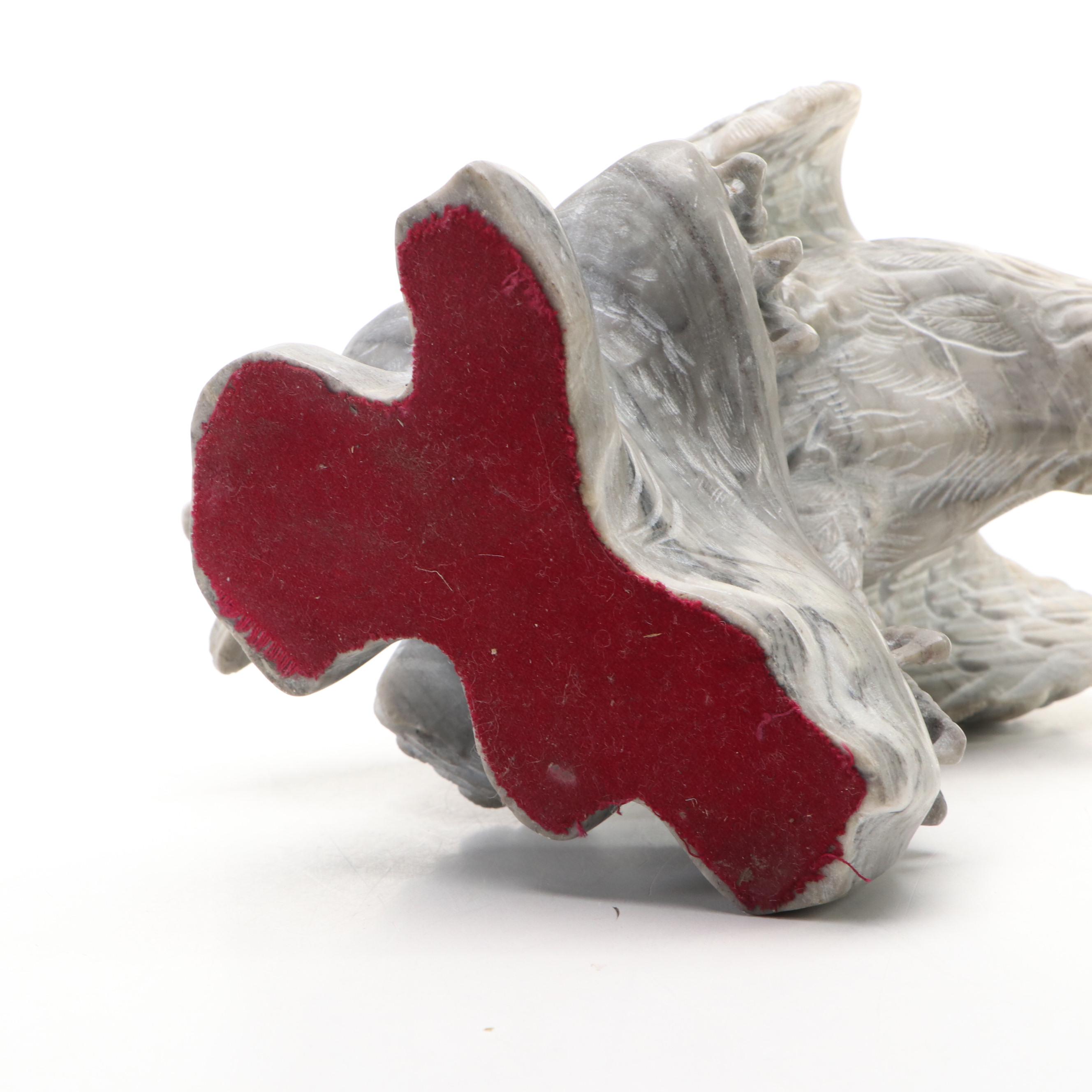 Carved Soapstone Perched Eagle Sculpture