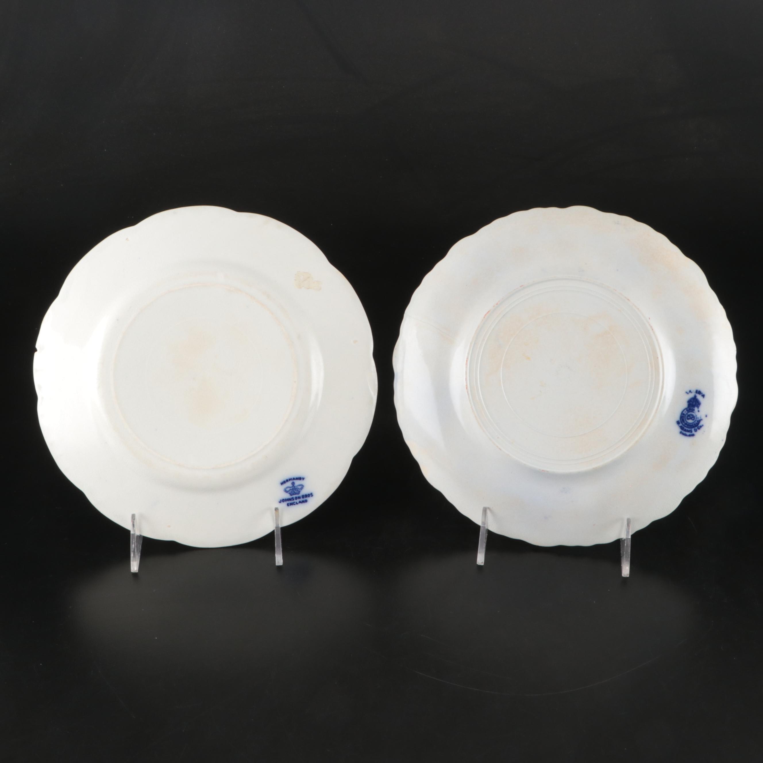 Heinrich & Co. Porcelain and Delft Vases with Flow Blue and Other Plates