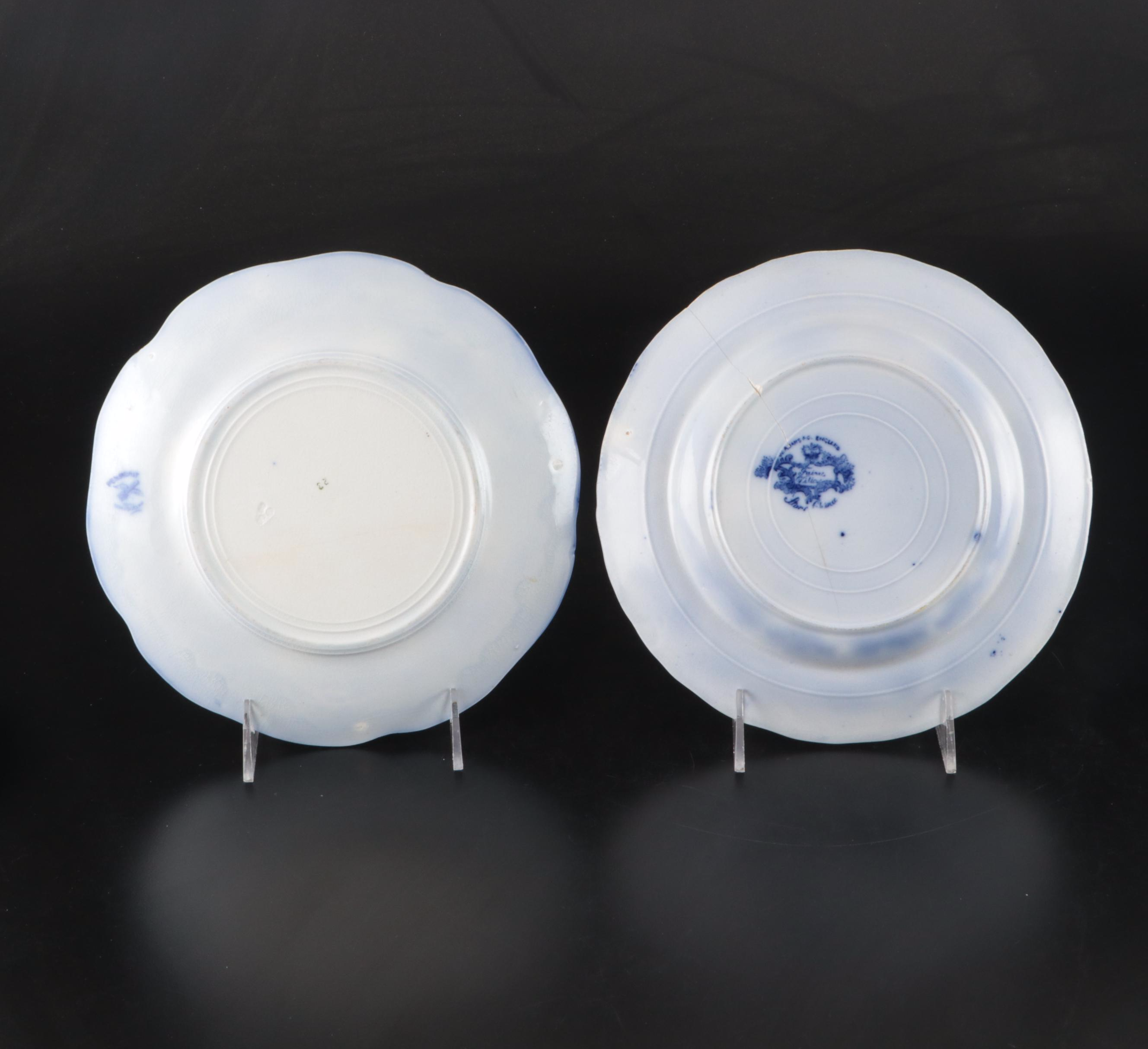 Heinrich & Co. Porcelain and Delft Vases with Flow Blue and Other Plates