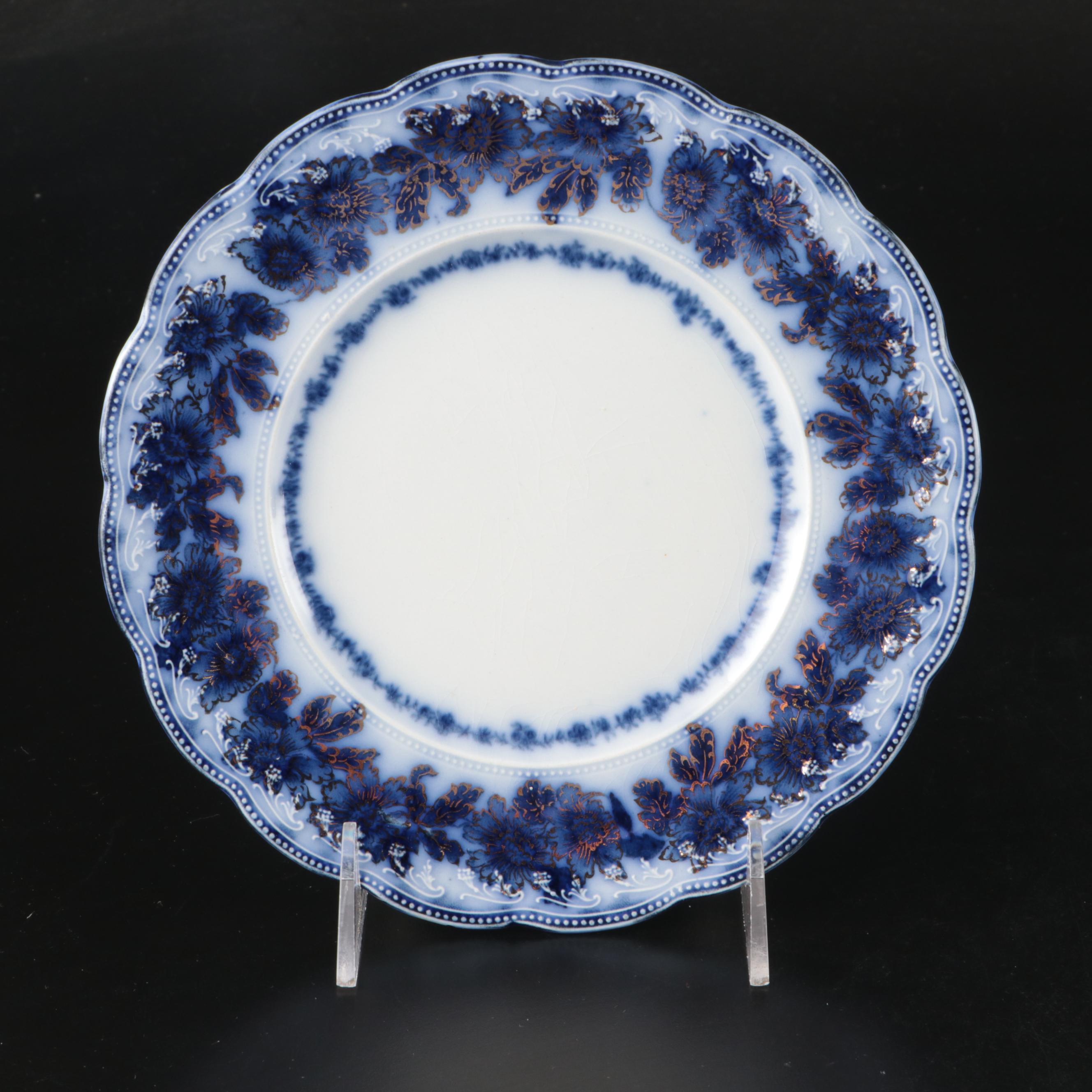 Heinrich & Co. Porcelain and Delft Vases with Flow Blue and Other Plates