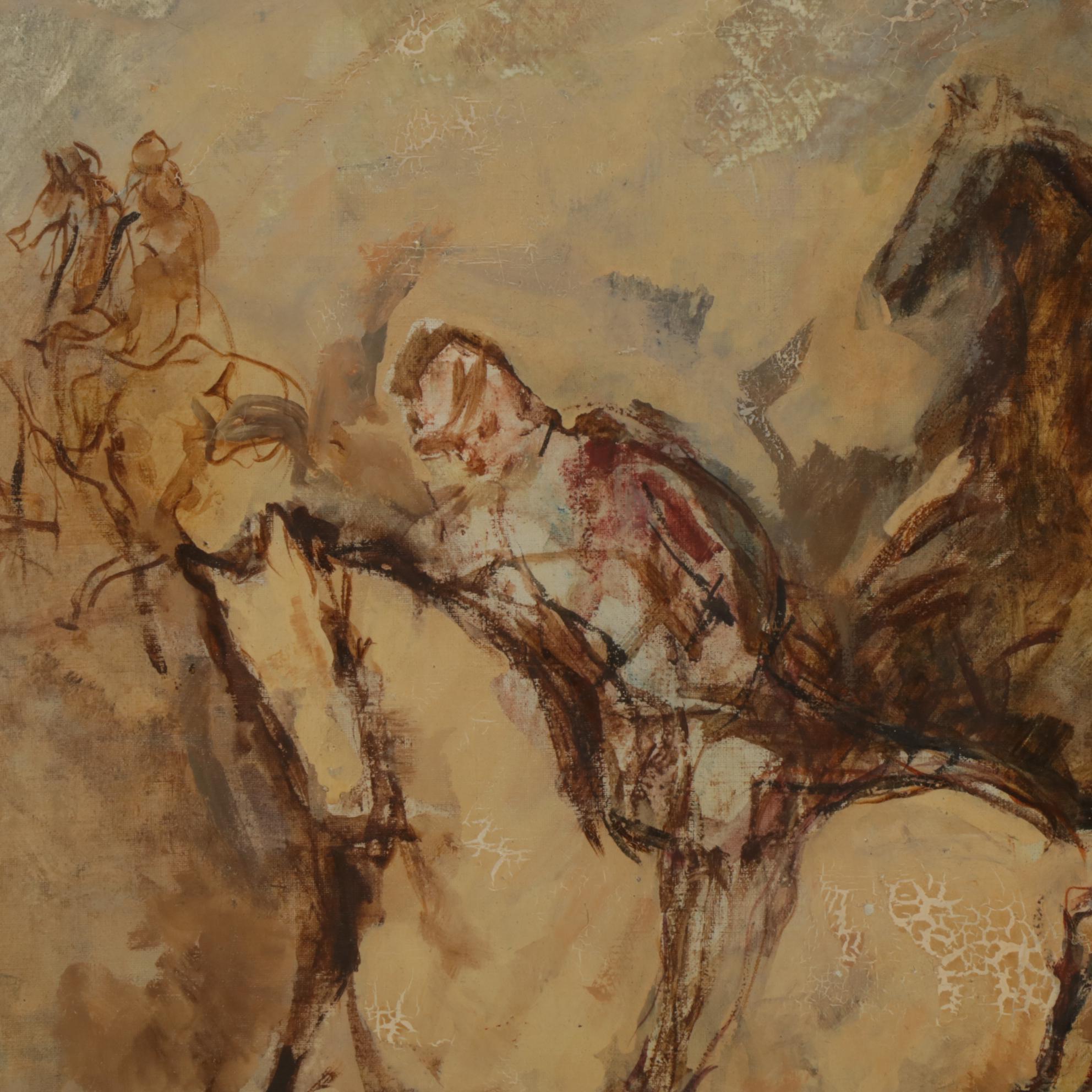 William Meyerowitz Gestural Painting of Horses, Mid to Late 20th Century