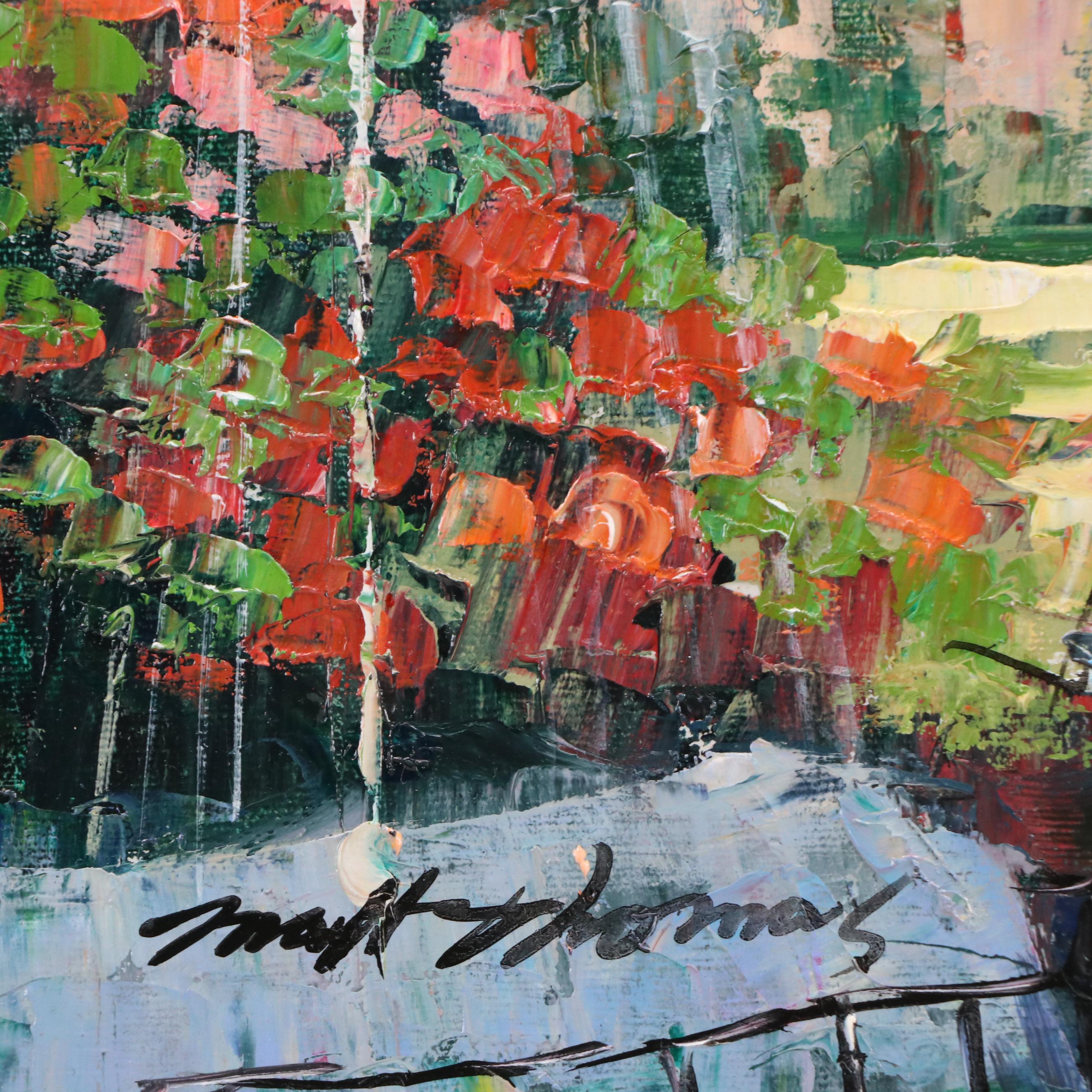 Matt Thomas Landscape Impasto Oil Painting of Mediterranean Style Marina