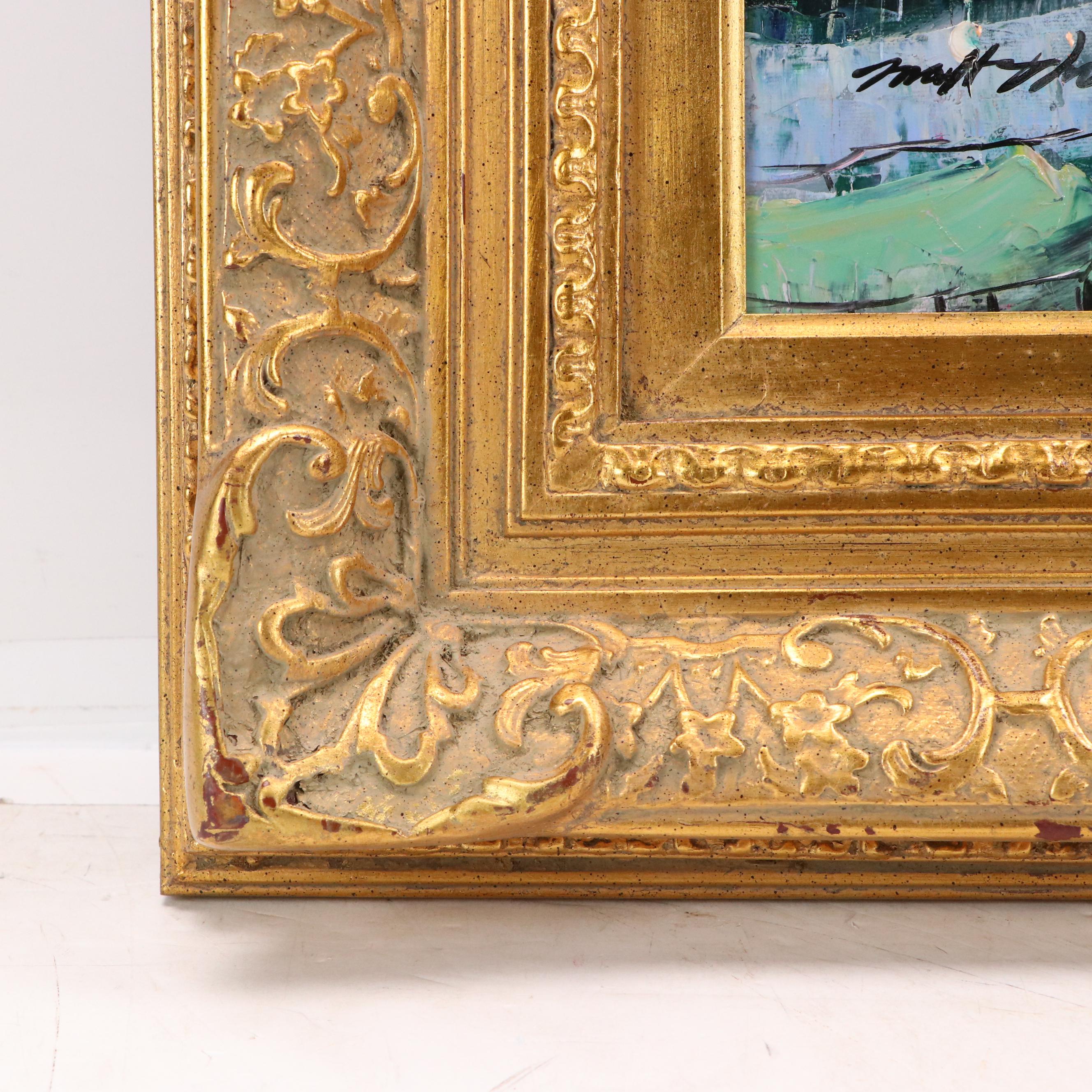 Matt Thomas Landscape Impasto Oil Painting of Mediterranean Style Marina