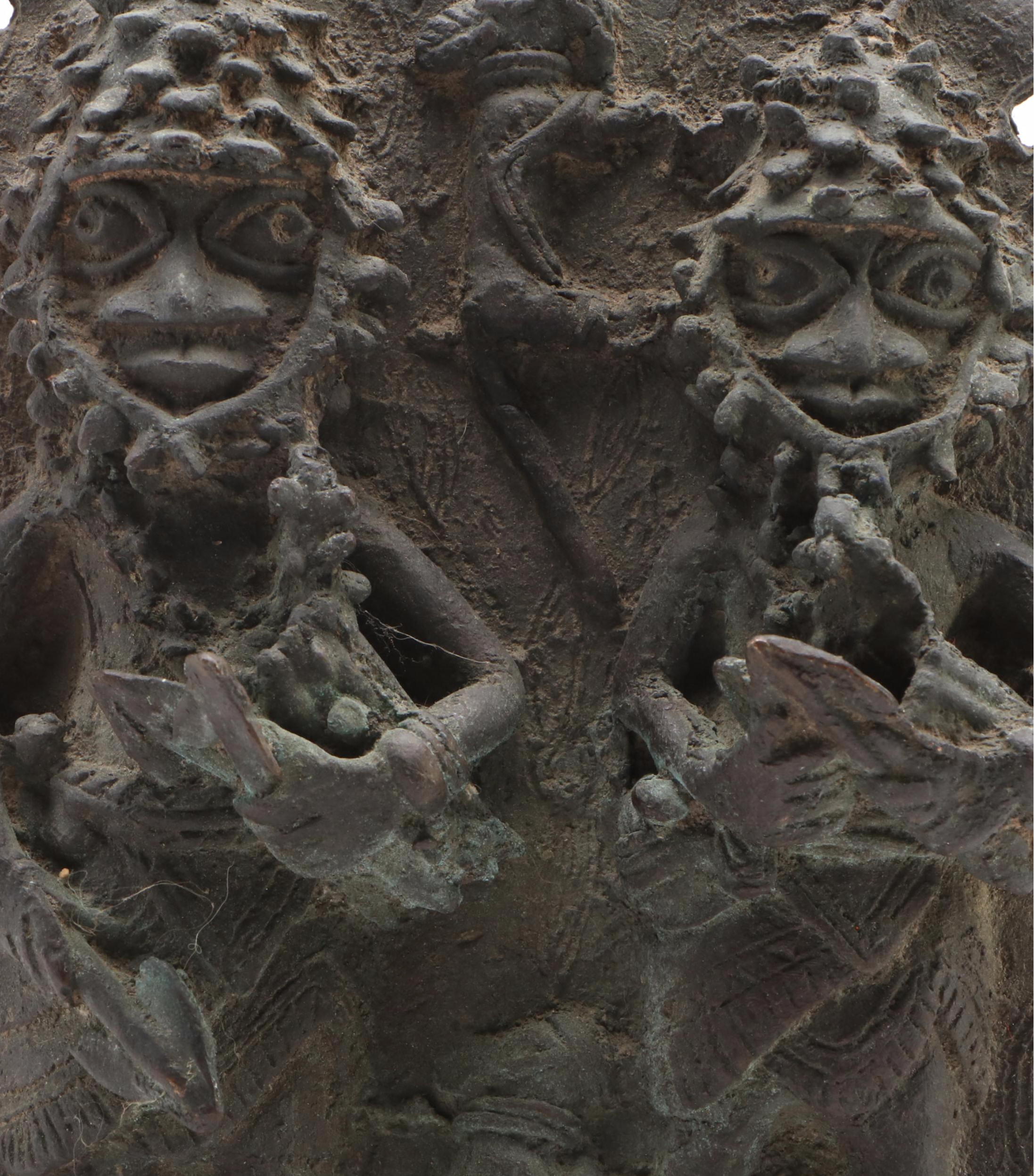 Folk Art Cast Bronze Wall Relief