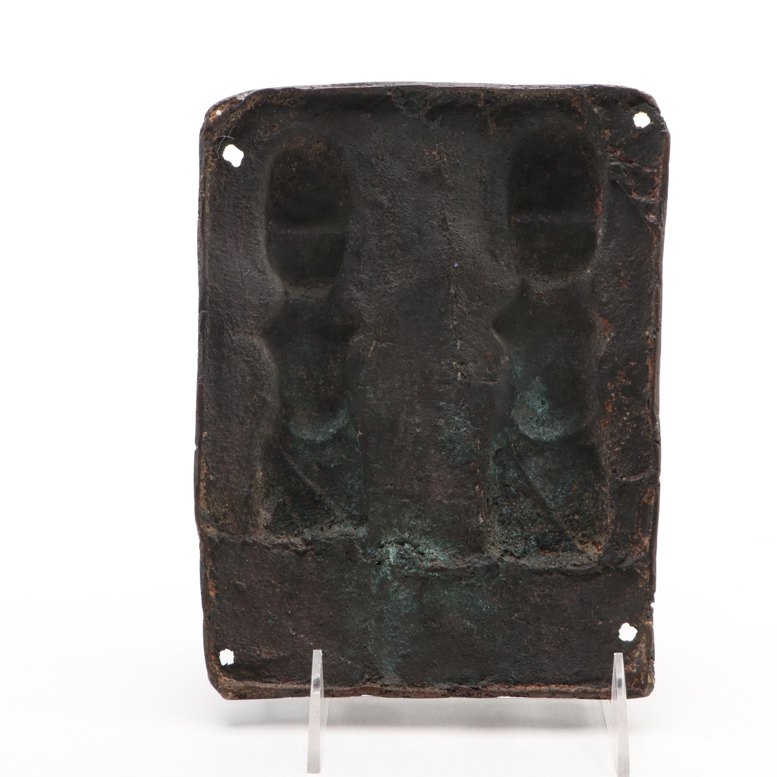 Folk Art Cast Bronze Wall Relief