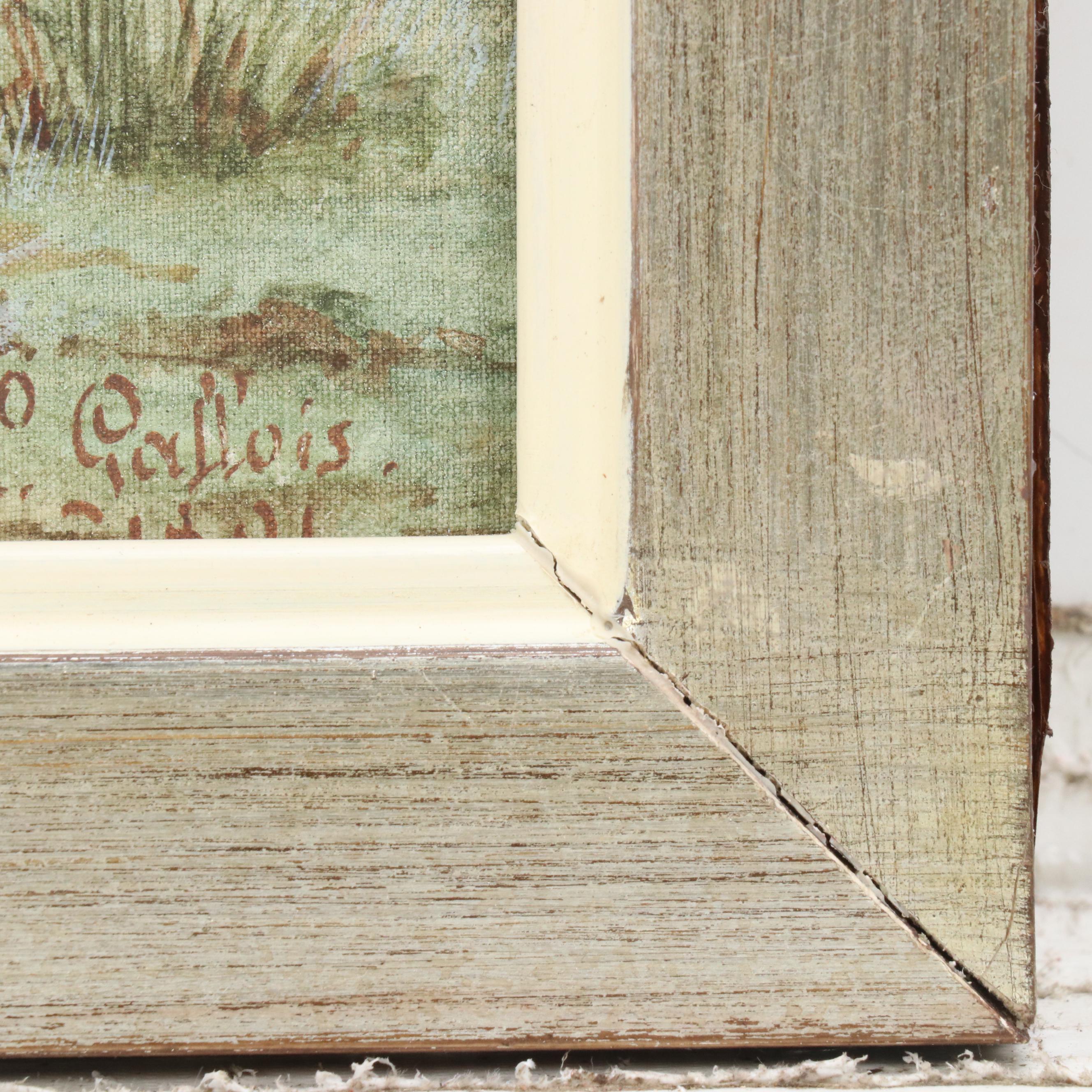 L. Gallois Watercolor on Canvas of Shepherdess, 1891