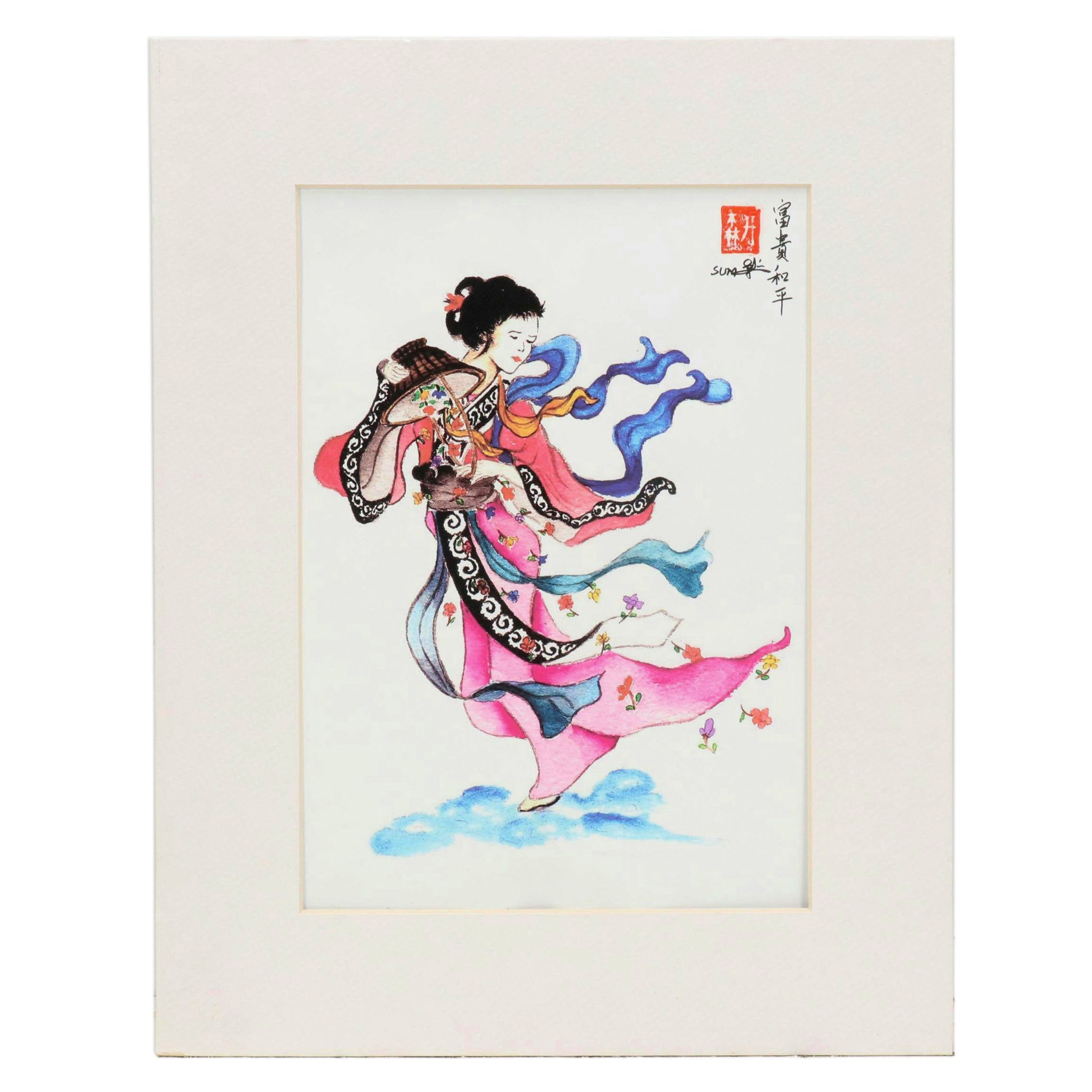 Digital Print of Chinese Taoist Flower Goddess Hua Hsien, 21st Century