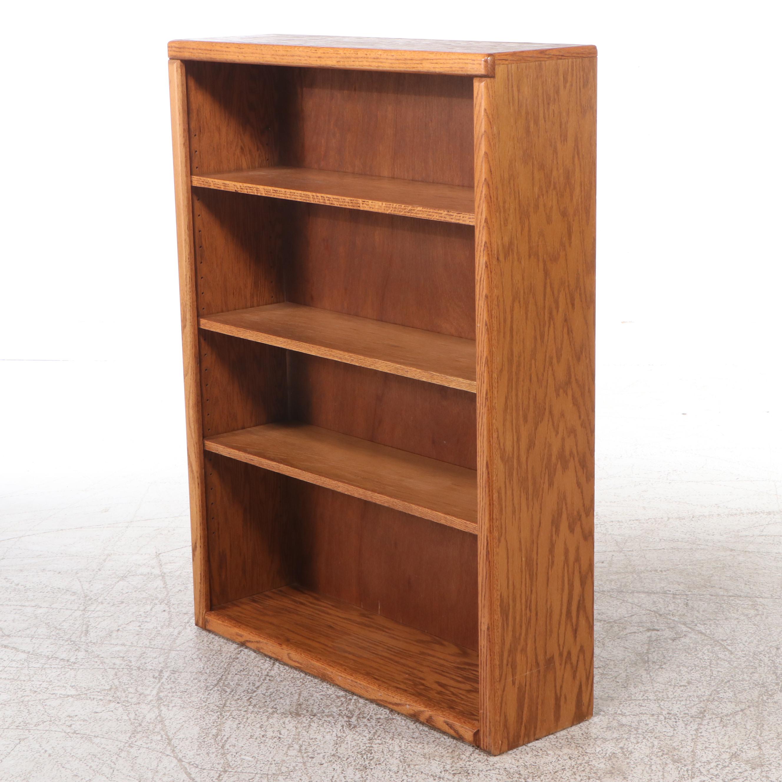 Oak Bookcase with Three Adjustable Shelves, 21st Century