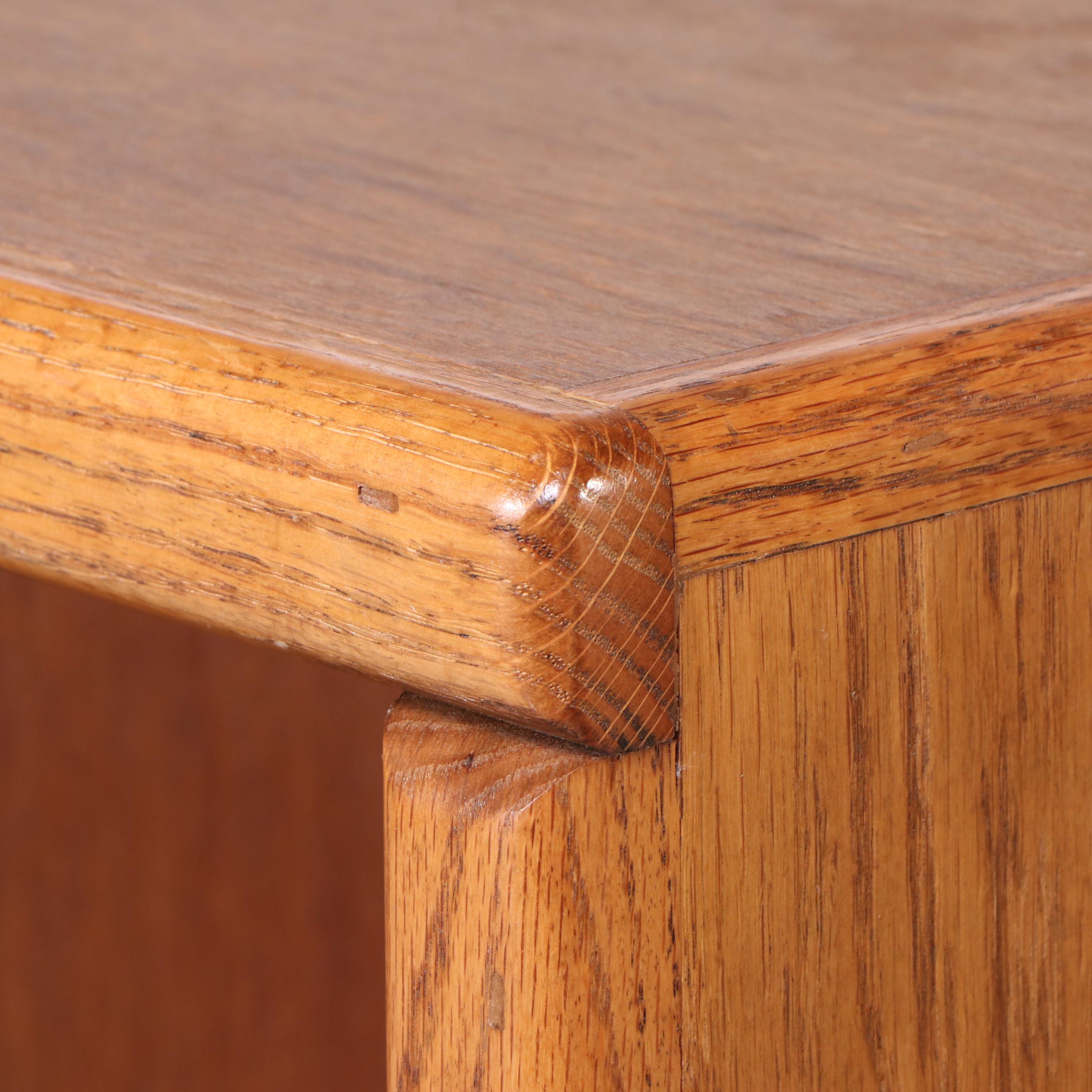 Oak Bookcase with Three Adjustable Shelves, 21st Century