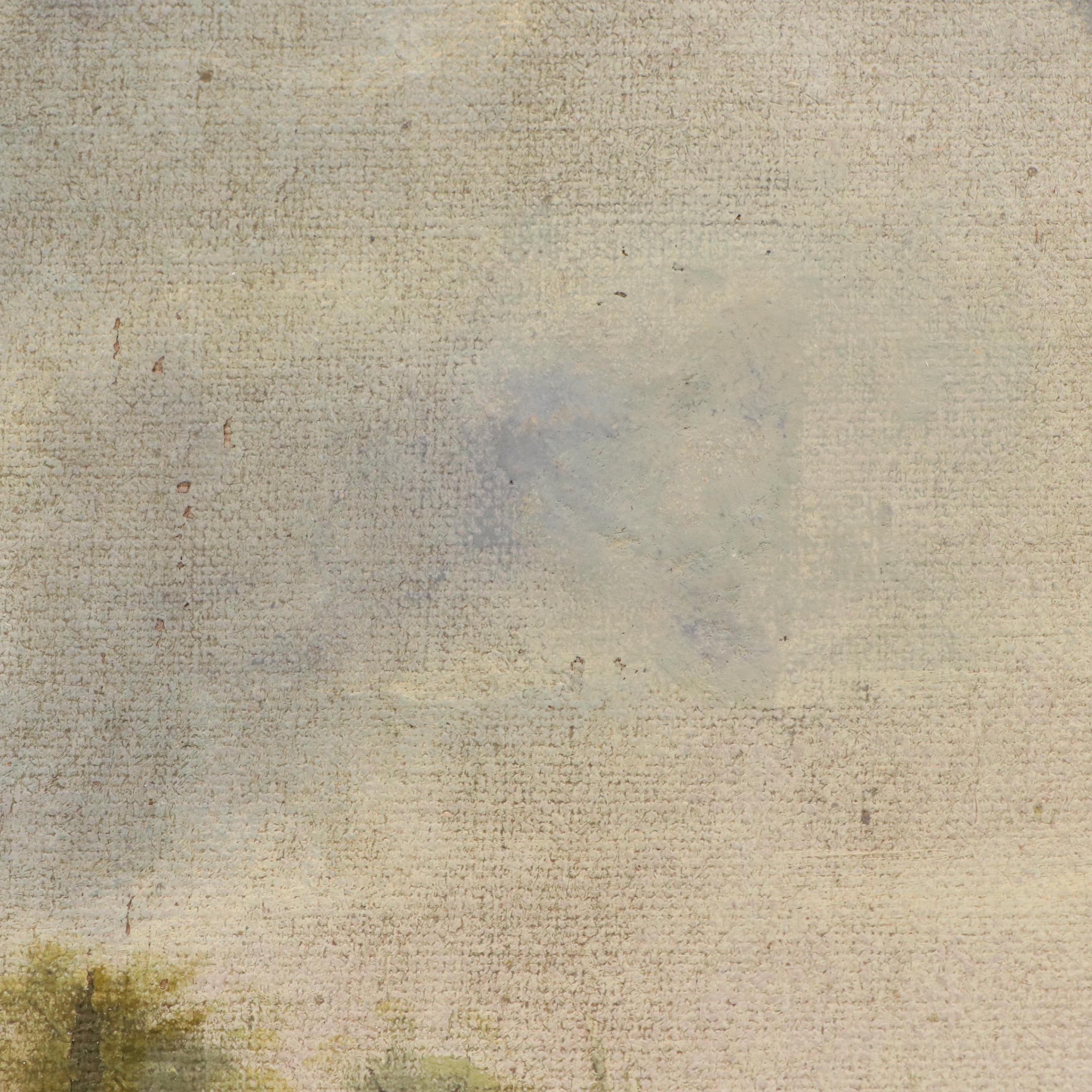 Landscape Oil Painting of Verdant Forest Waterfall, Early to Mid-20th C.