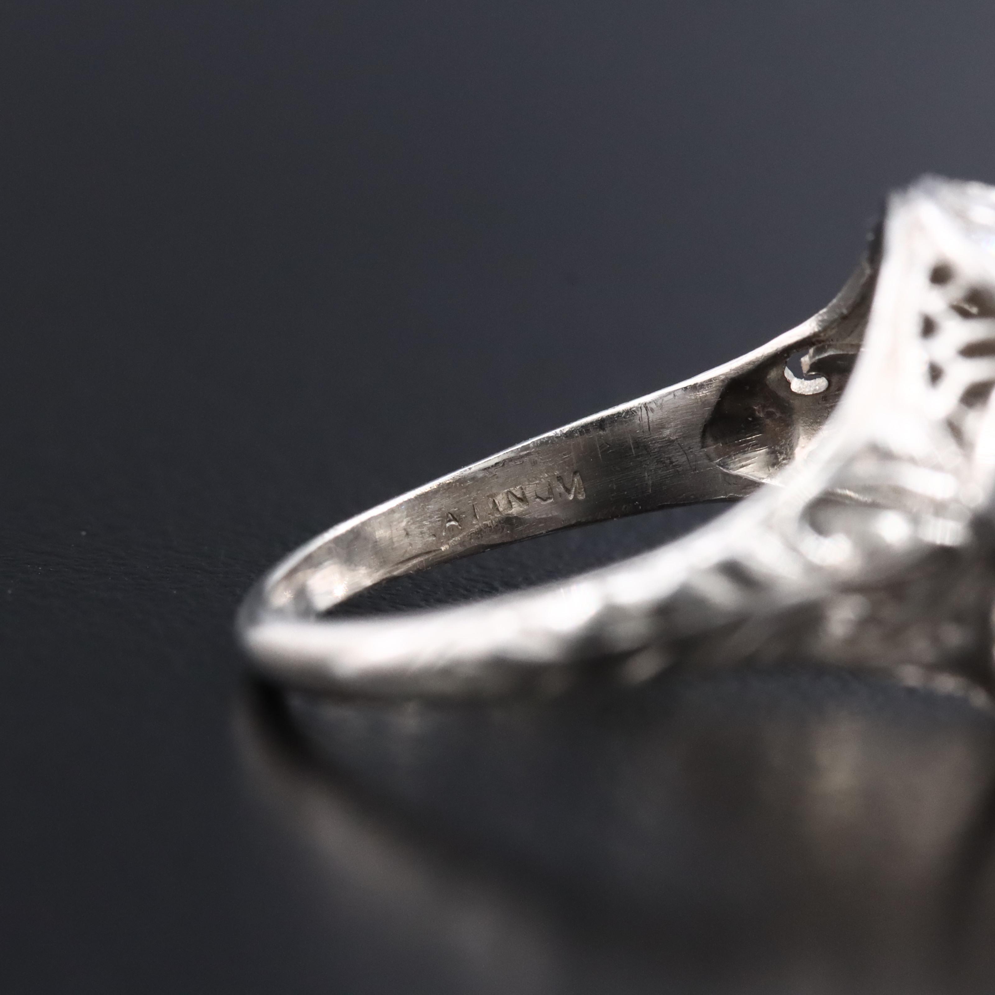 Vintage Platinum 1.56 CTW Diamond and Sapphire Ring