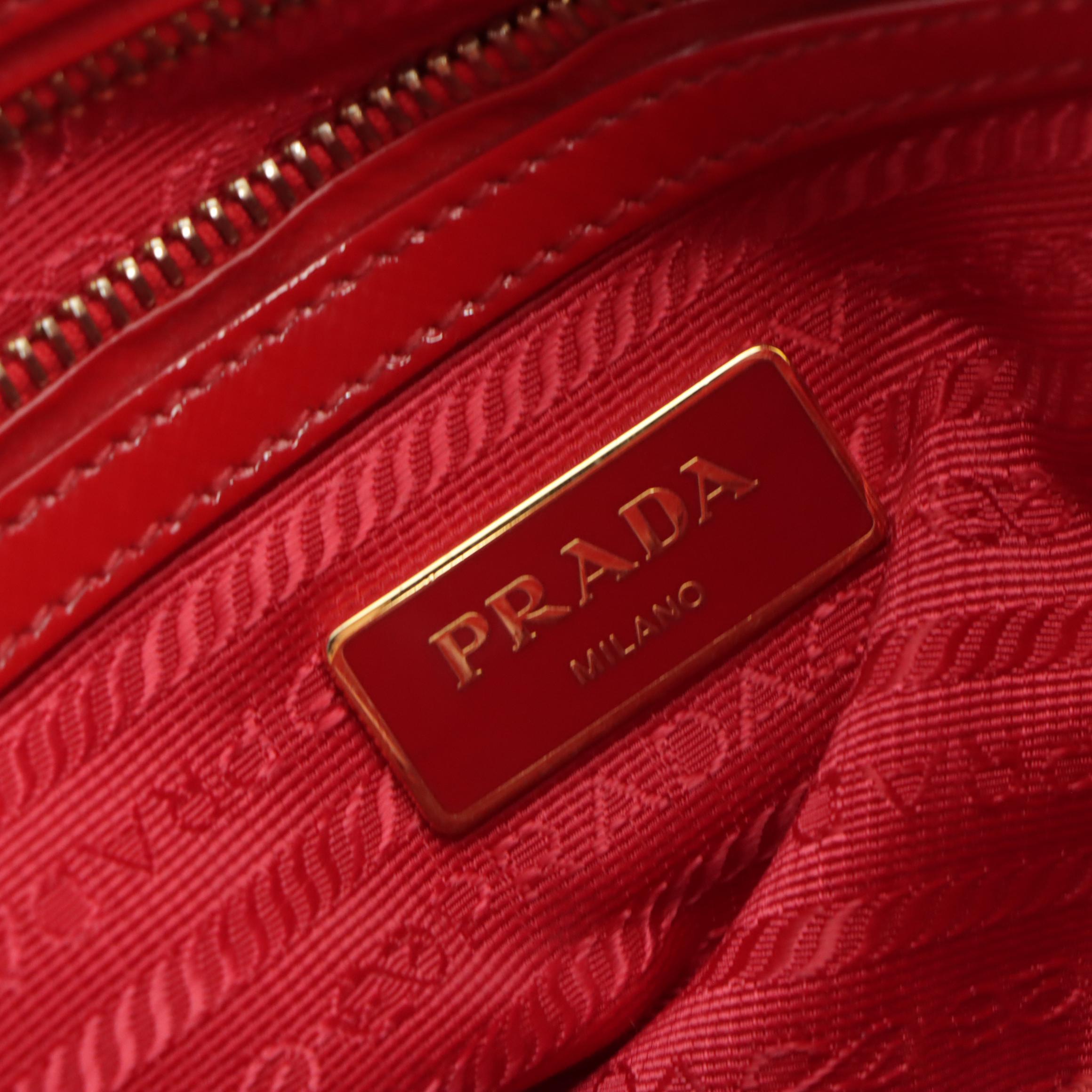 Prada Galleria Handbag in Cherry Red Patent Saffiano Leather