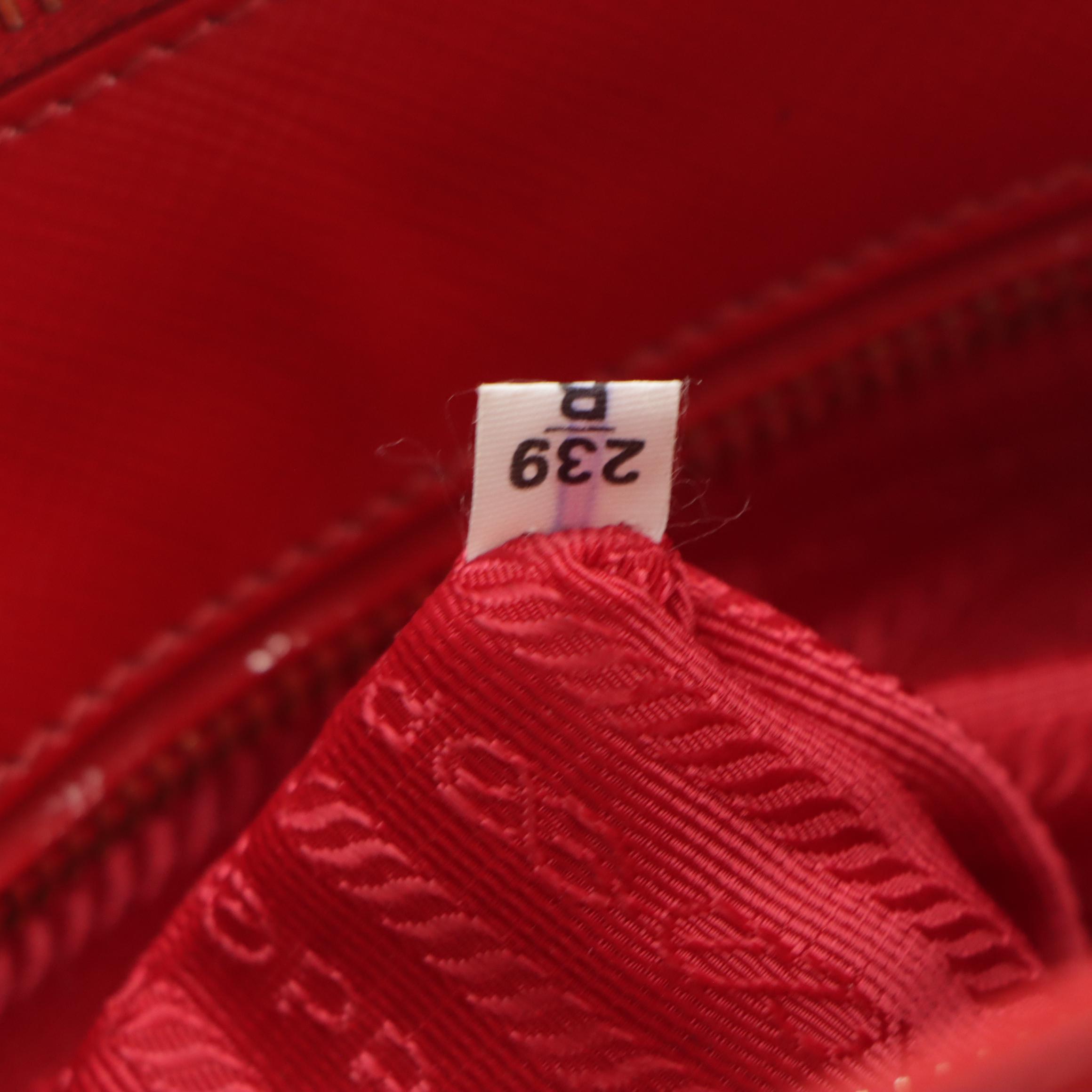 Prada Galleria Handbag in Cherry Red Patent Saffiano Leather