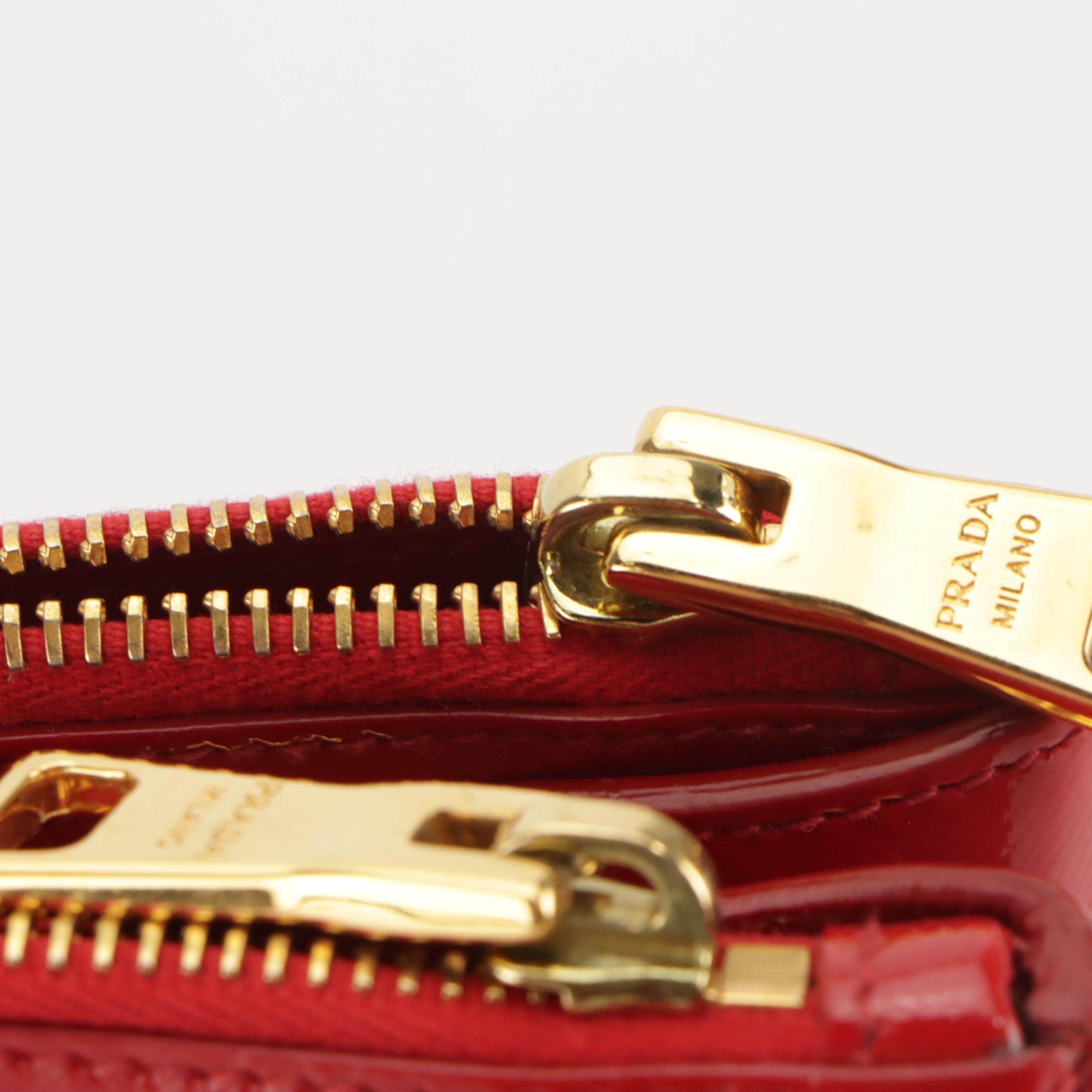 Prada Galleria Handbag in Cherry Red Patent Saffiano Leather