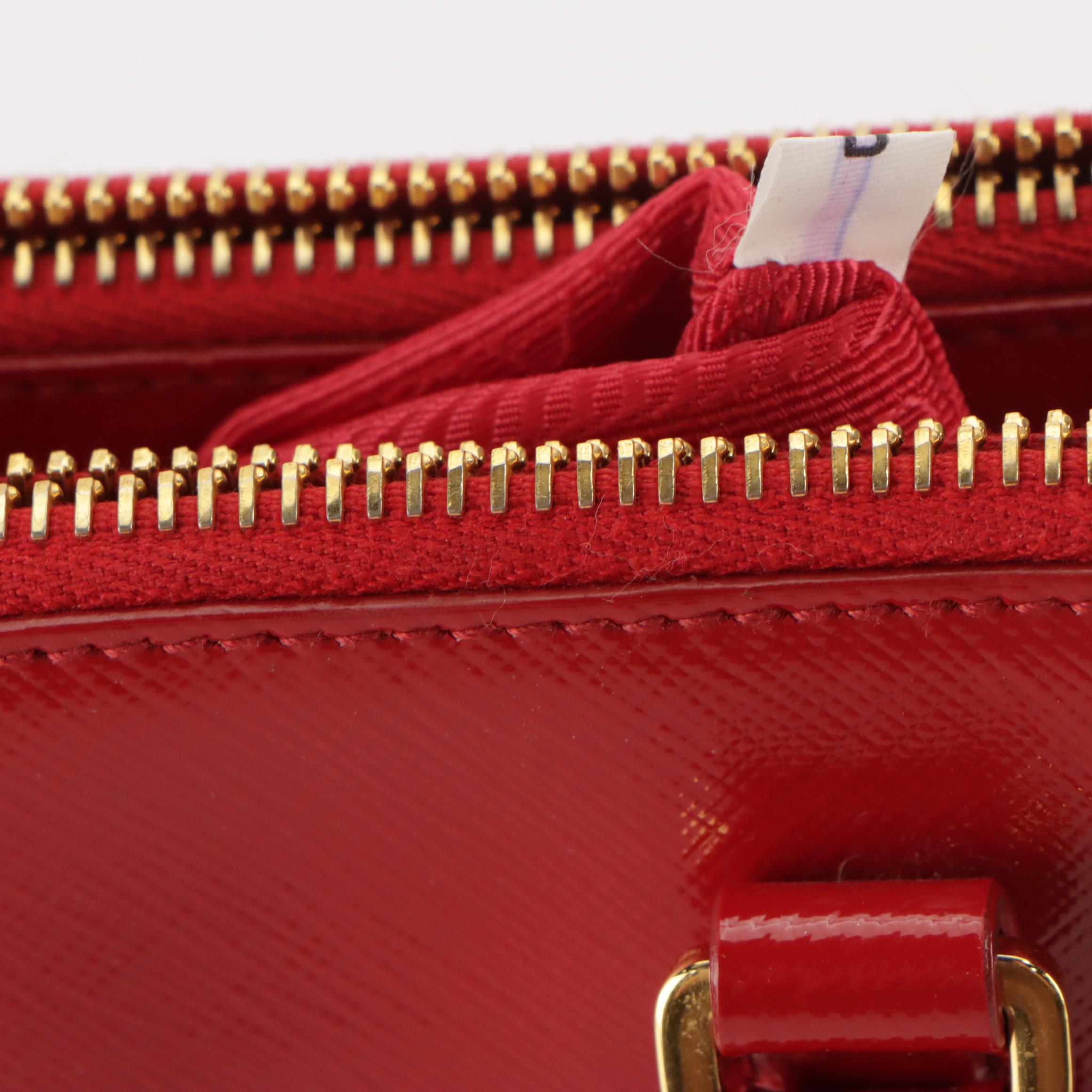 Prada Galleria Handbag in Cherry Red Patent Saffiano Leather