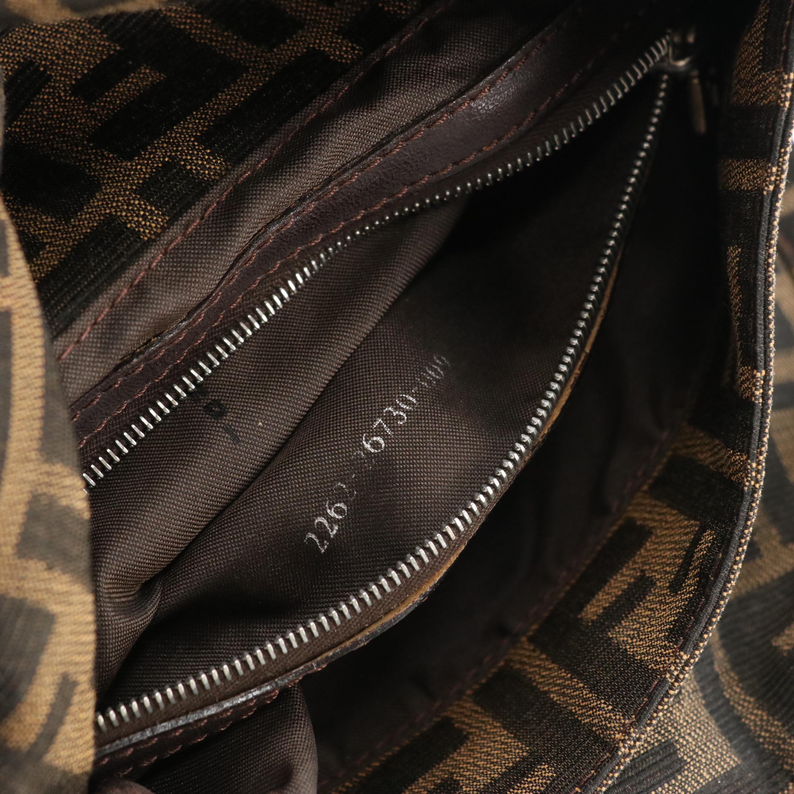 Fendi Front Flap Shoulder Bag in Zucca Jacquard Canvas and Leather Trim