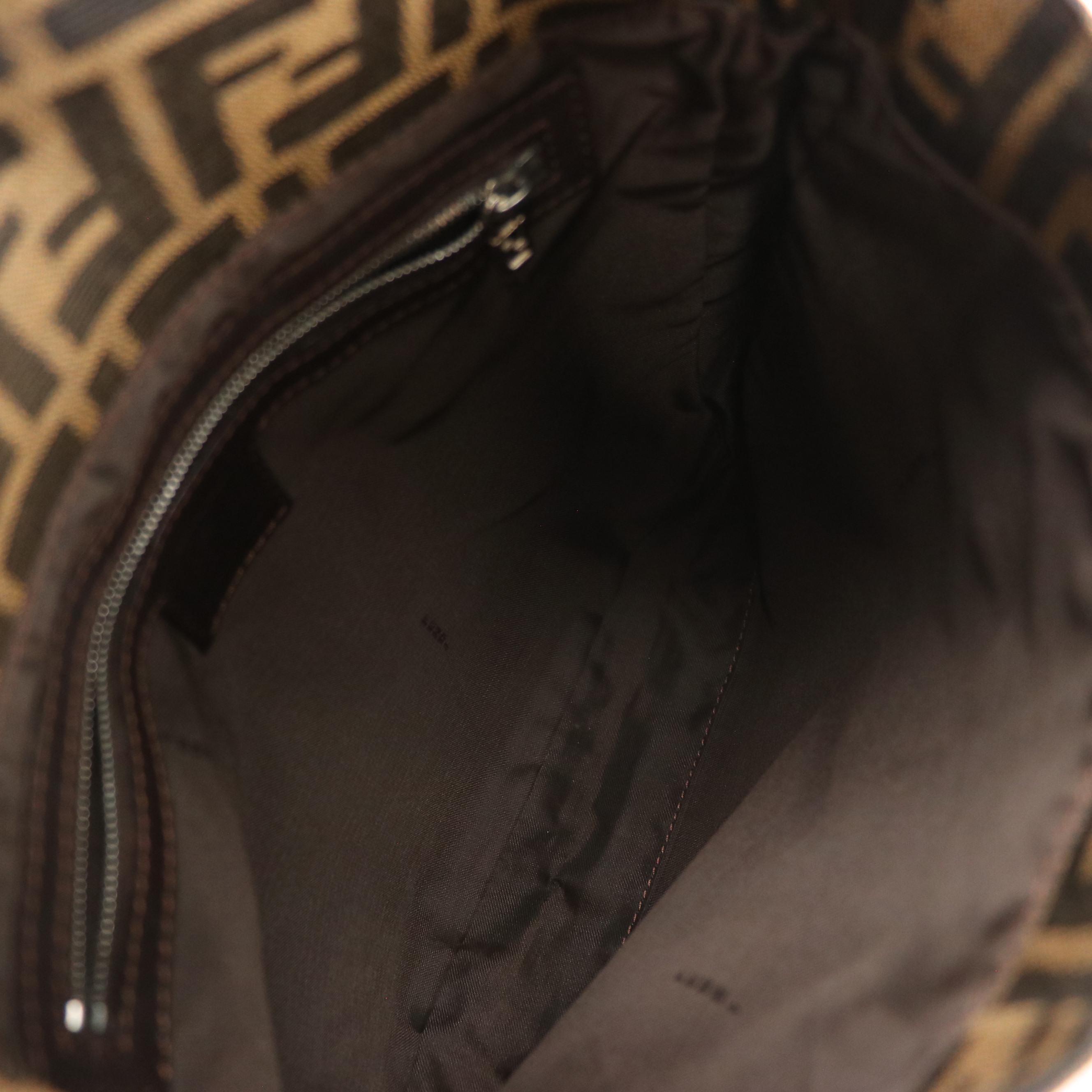 Fendi Front Flap Shoulder Bag in Zucca Jacquard Canvas and Leather Trim