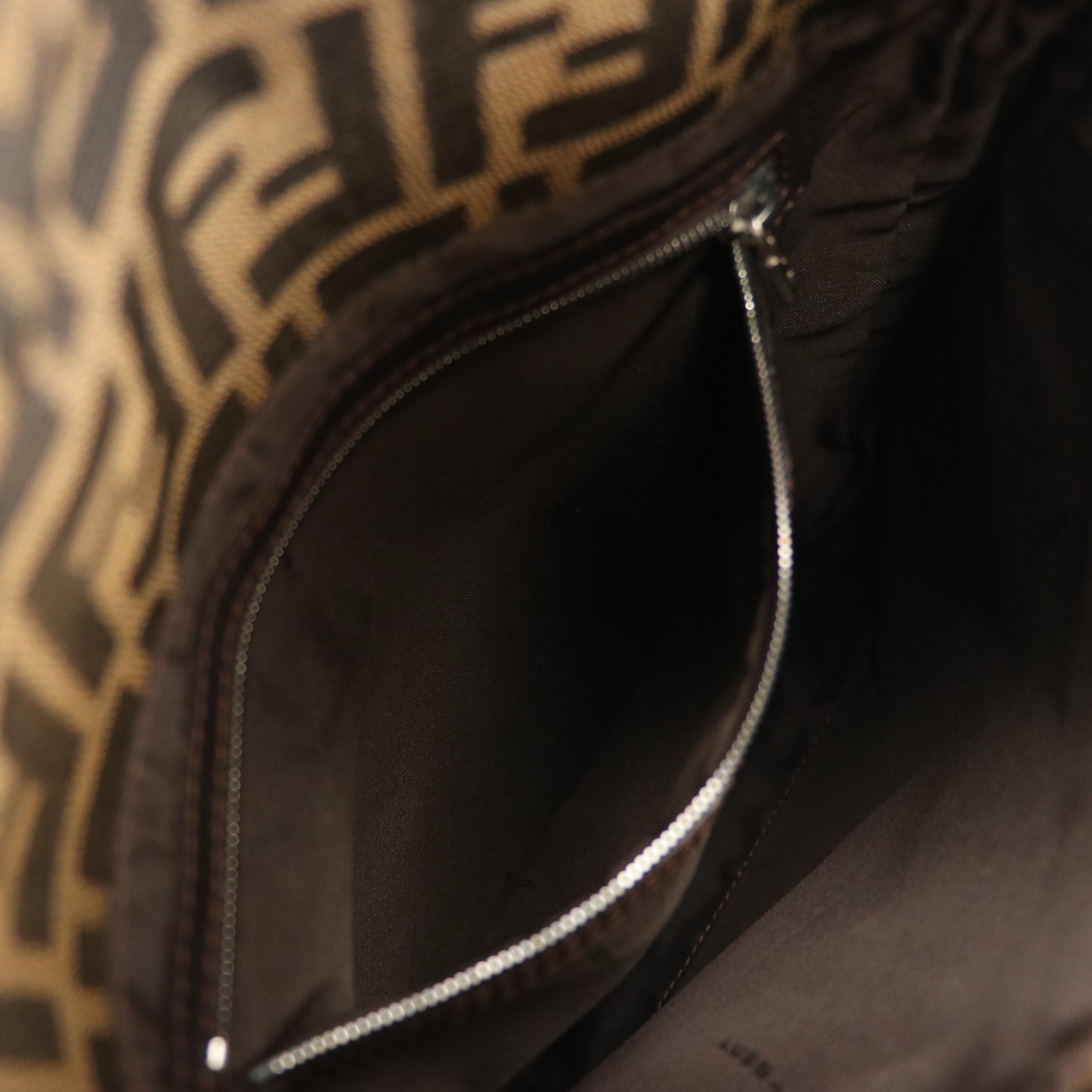 Fendi Front Flap Shoulder Bag in Zucca Jacquard Canvas and Leather Trim