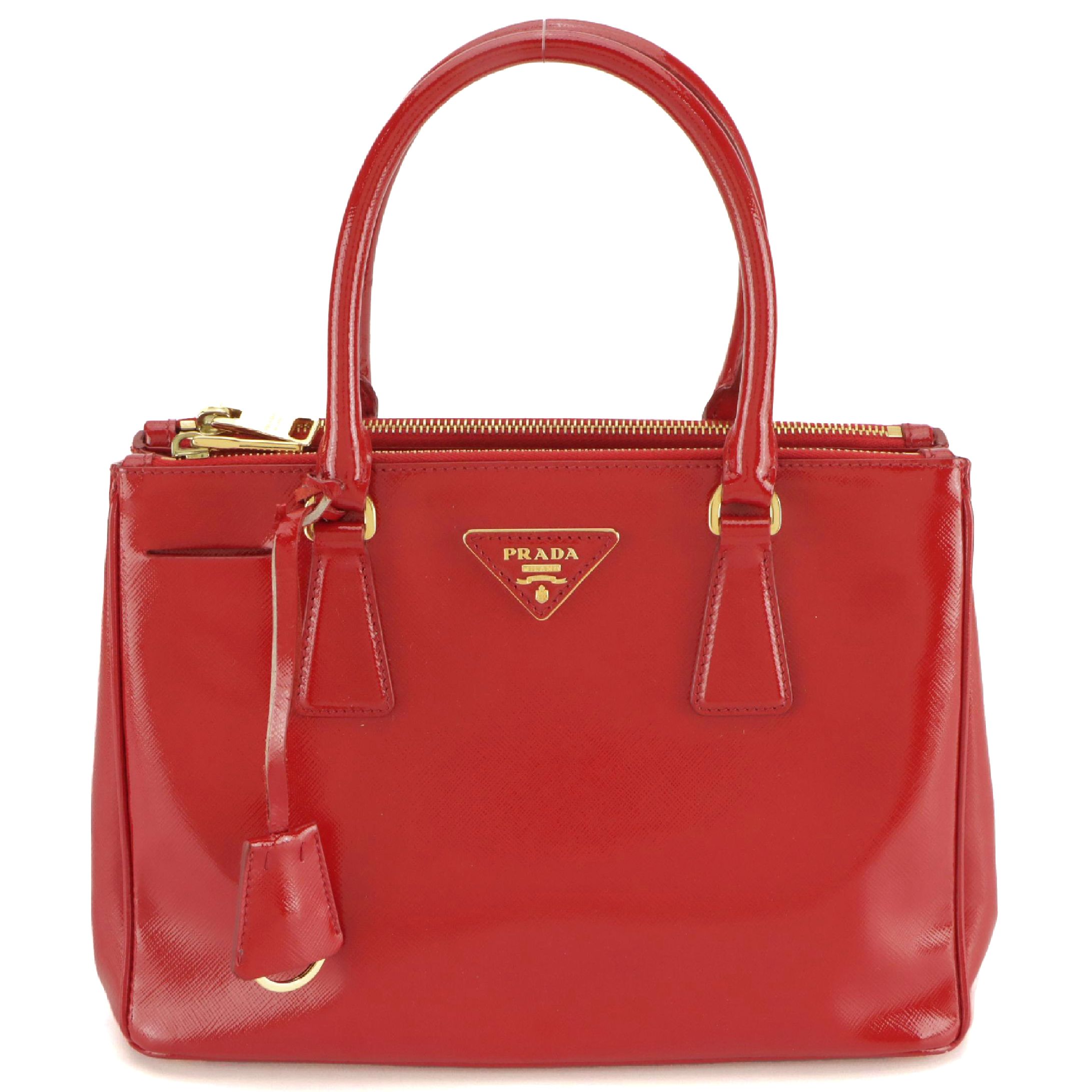 Prada Galleria Handbag in Cherry Red Patent Saffiano Leather
