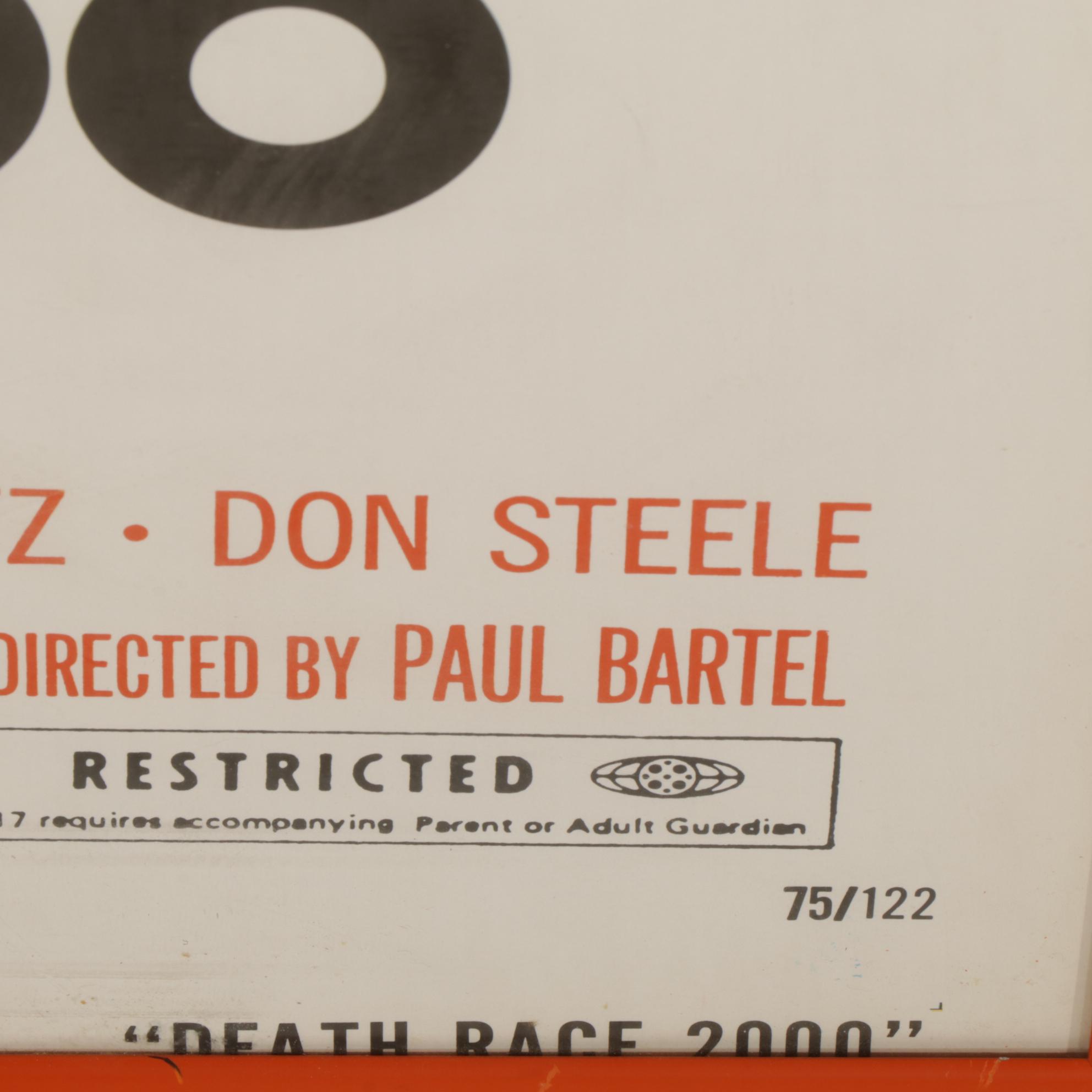 "Death Race 2000" Original Offset Lithograph Movie Poster, 1975