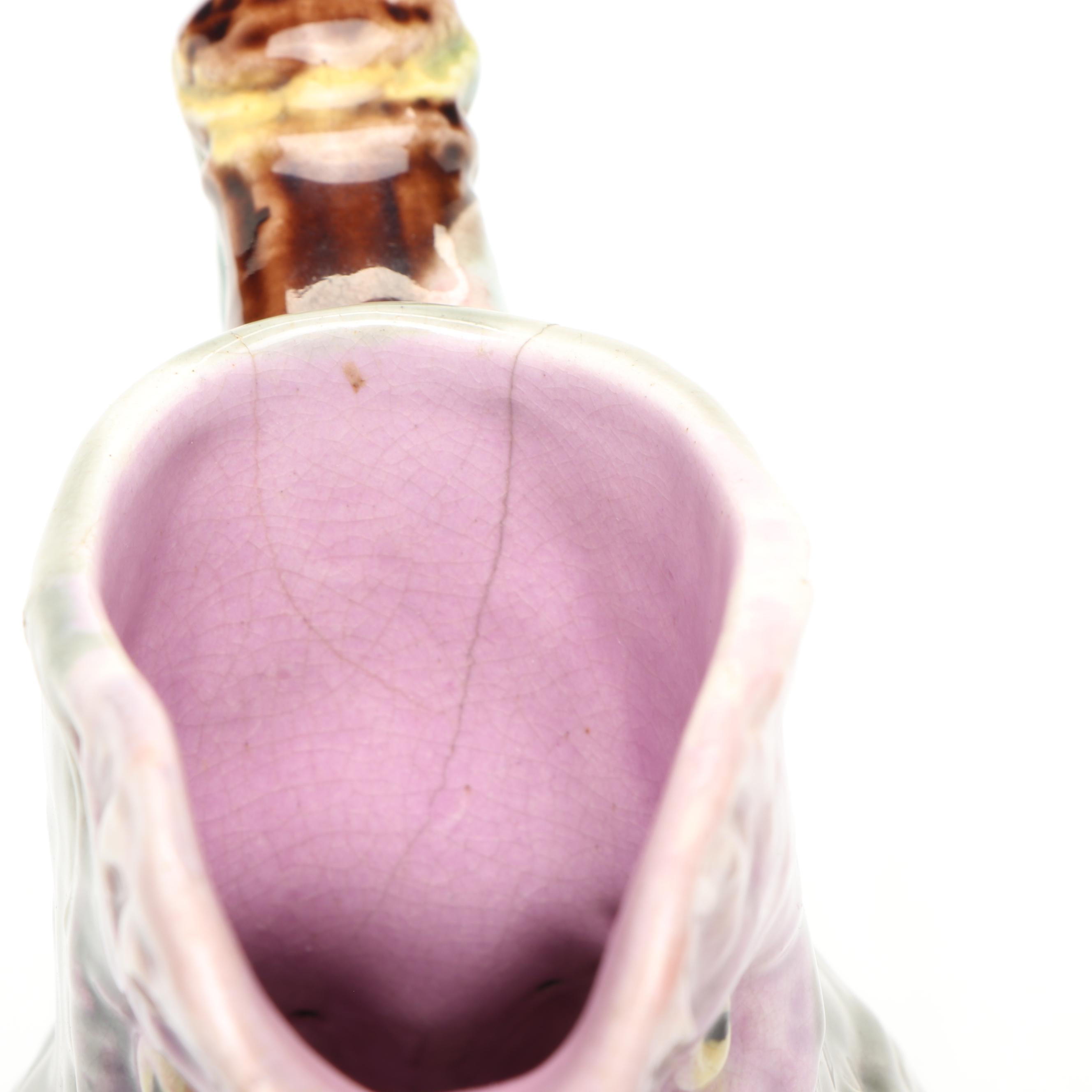 English Majolica Cockatoo Pitcher, Late 19th/ Early 20th Century