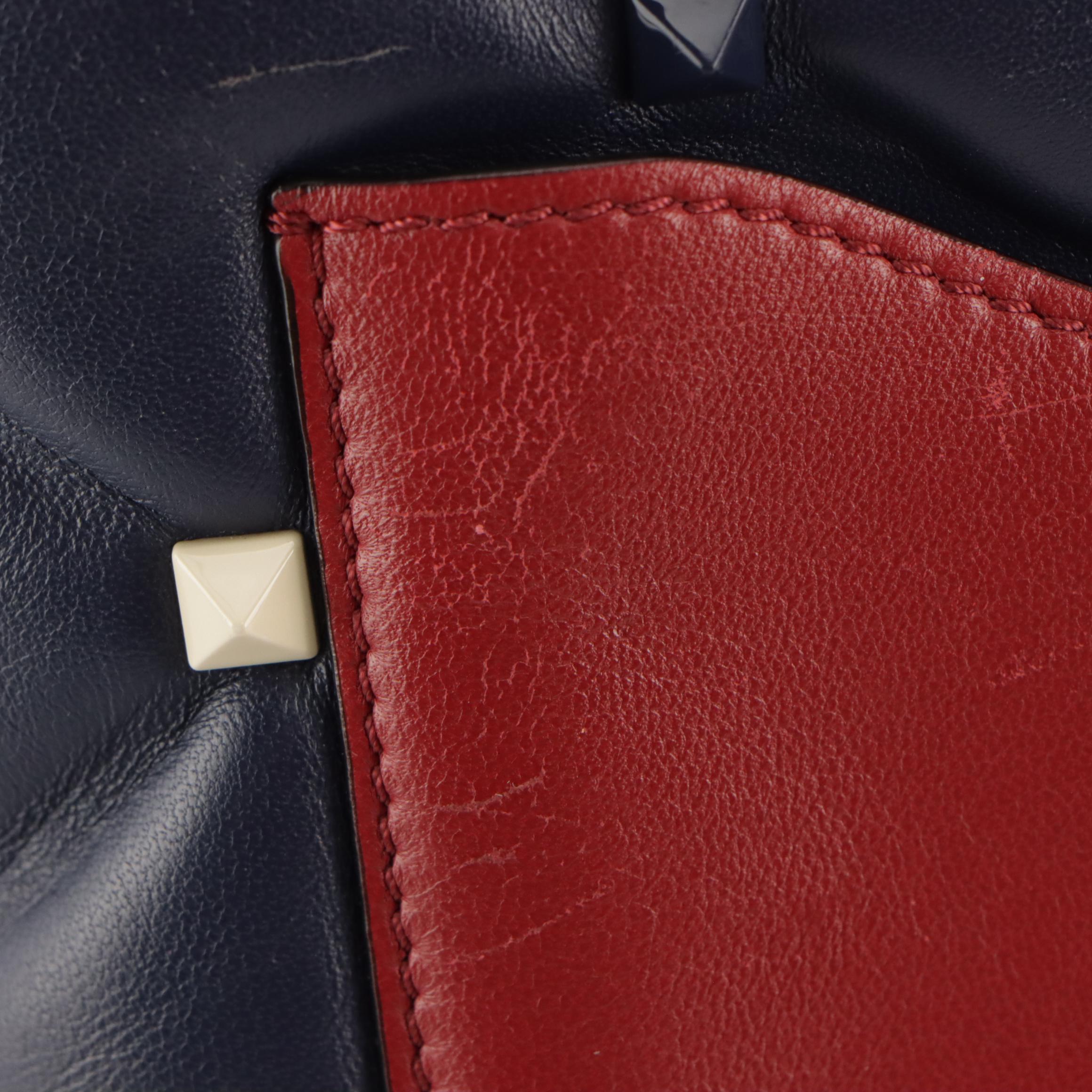 Valentino Medium Top Handle Candystud Two-Way Bag in Navy Blue Quilted Lambskin